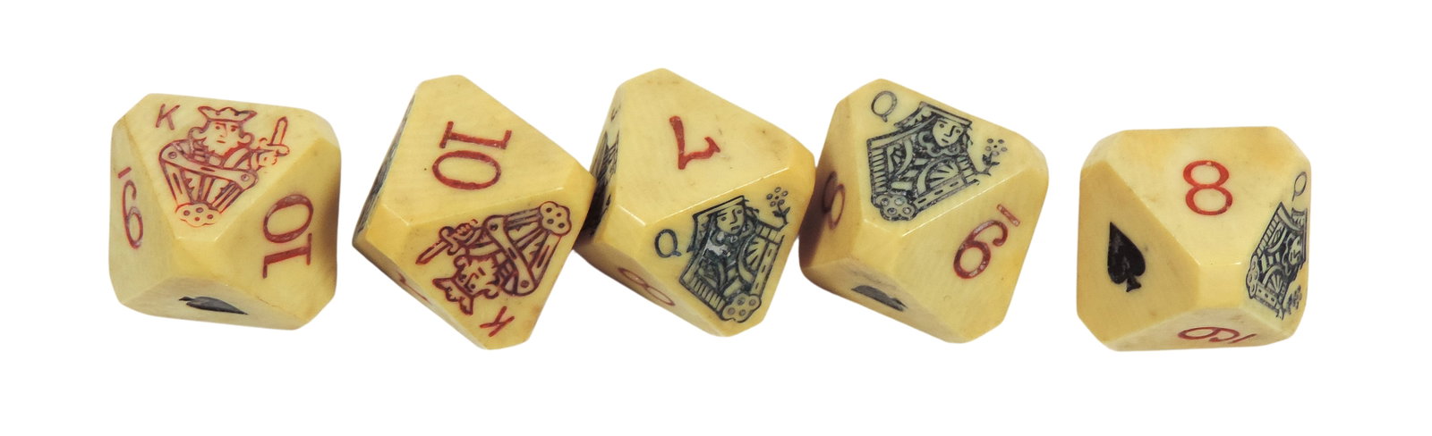 Antique Poker Dice, Rare New Old Stock The Celluloid Co. (1872-1927), 5/8" 6-sided Ivory colored ... - 3