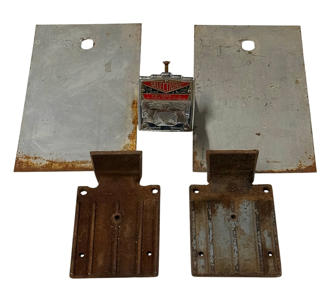 Coin-Operated Machine Parts, 2 castings for early wall mount machines, 2 back door (5 3/4" x 10")... (1 of 2)