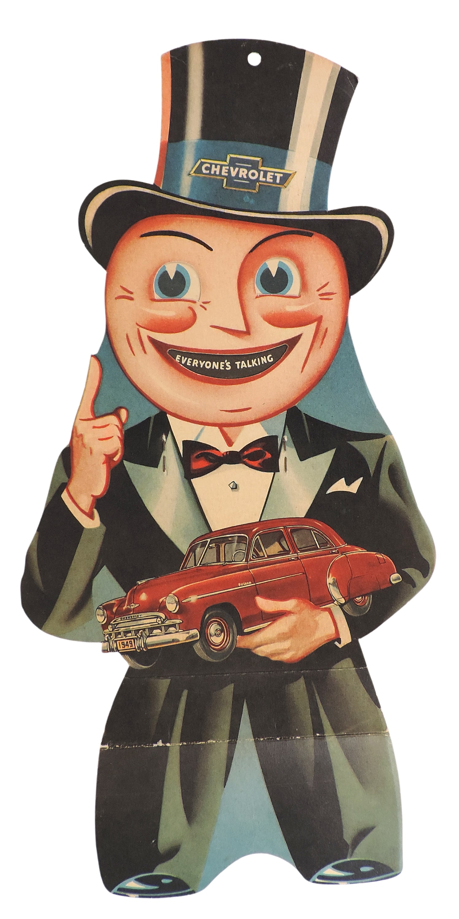 Chevrolet Dealership 1949 Mechanical Advertising Sign, Rare, Popeye the Ventriloquist Dummy, die-... (1 of 3)
