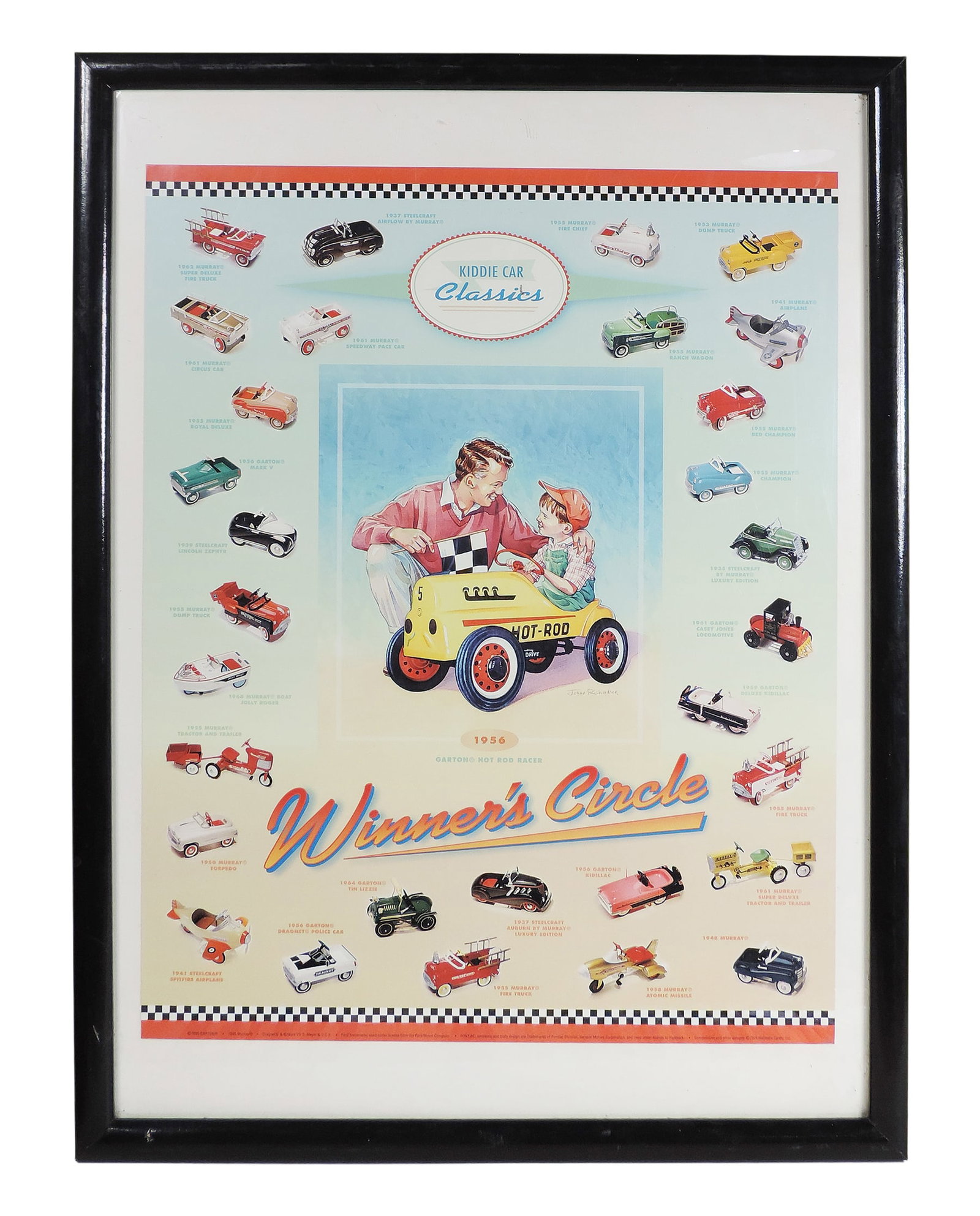 1995 Hallmark Kiddie Car Classics Winner's Circle Poster, featuring various vintage Garton & Mu... (1 of 1)