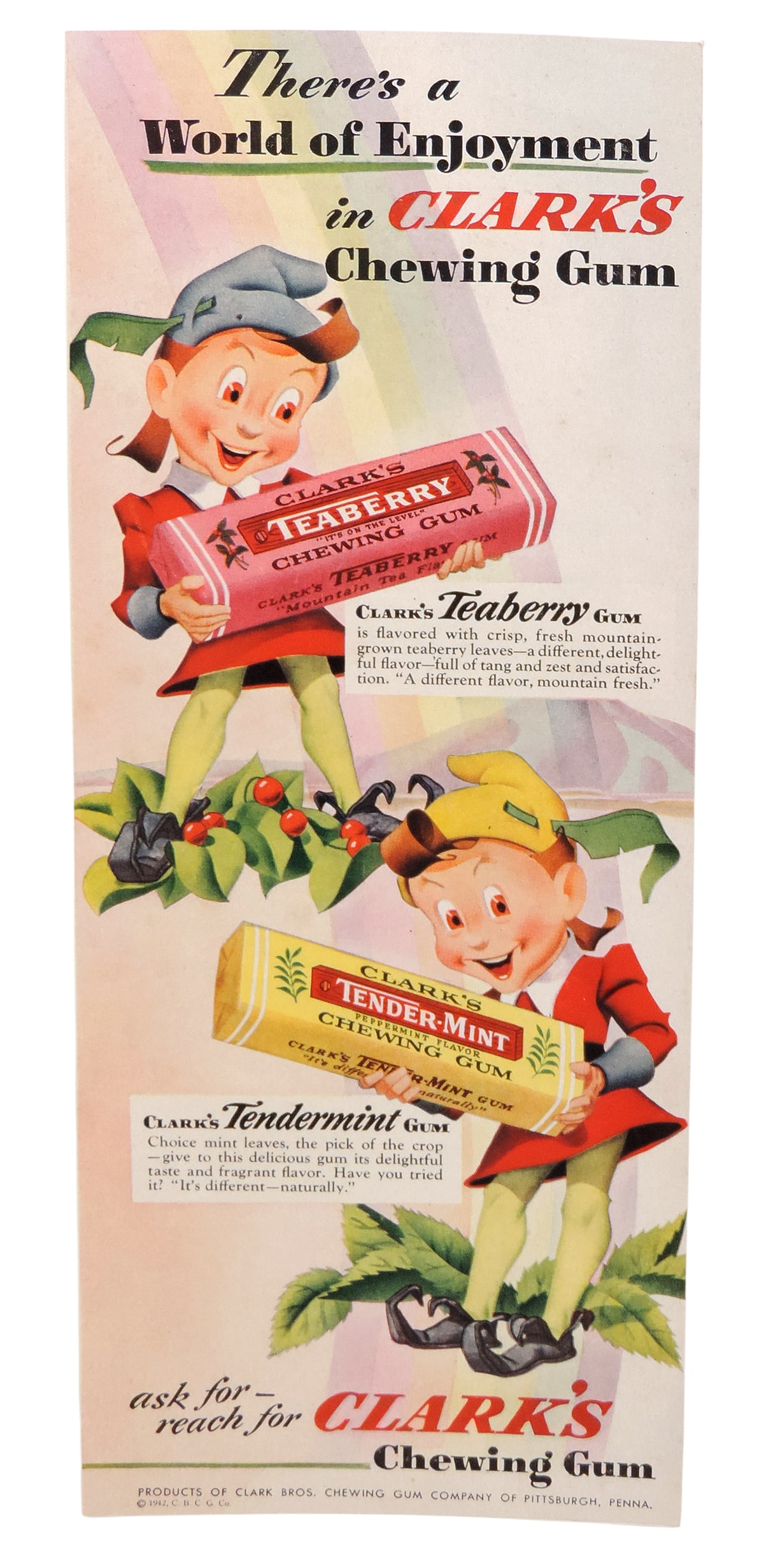 Clark's Chewing Gum Advertising Print, Products of Clark Bros. Chewing Gum Company of Pittsburgh,... (1 of 1)