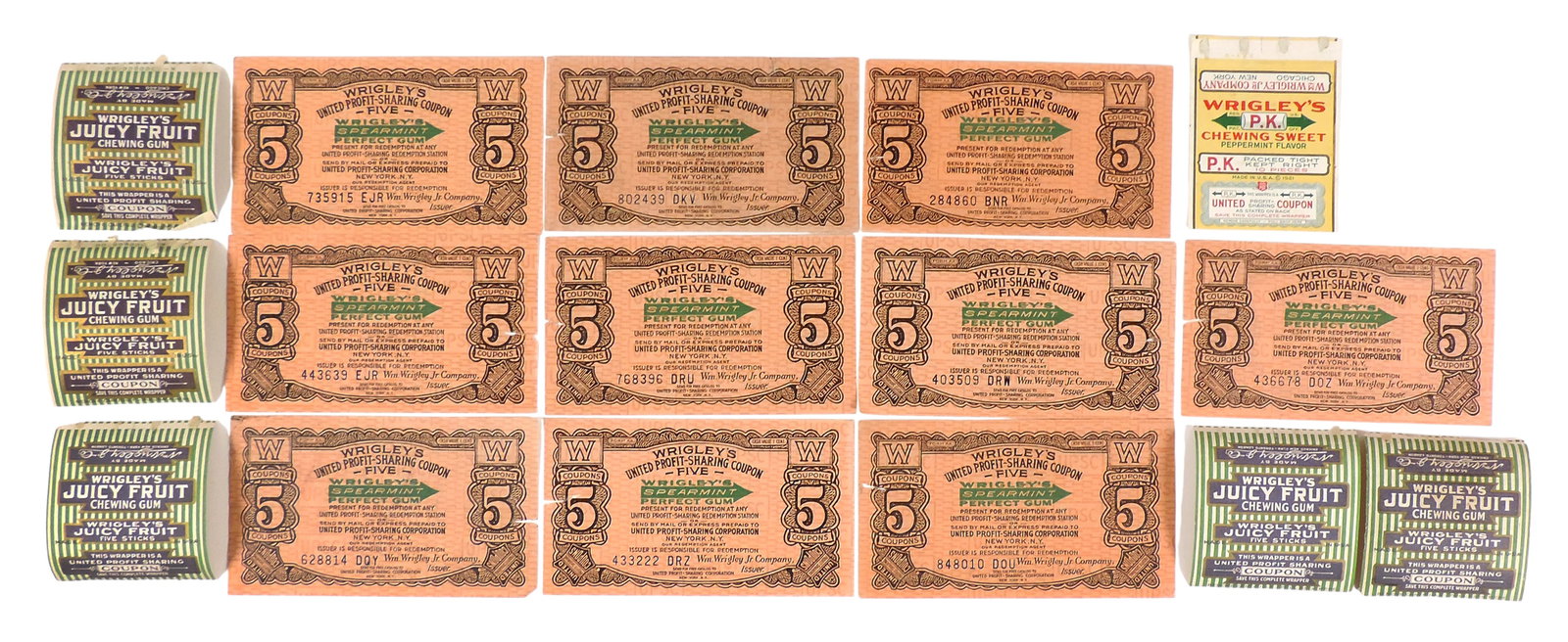 Wrigley's Gum United Profit Sharing Coupons (16), Wrigley's Spearmint Perfect Gum, $5 Coupons, ... (1 of 1)
