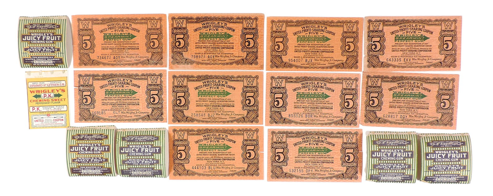 Wrigley's Gum United Profit Sharing Coupons (16), Wrigley's Spearmint Perfect Gum, $5 Coupons, ... (1 of 1)