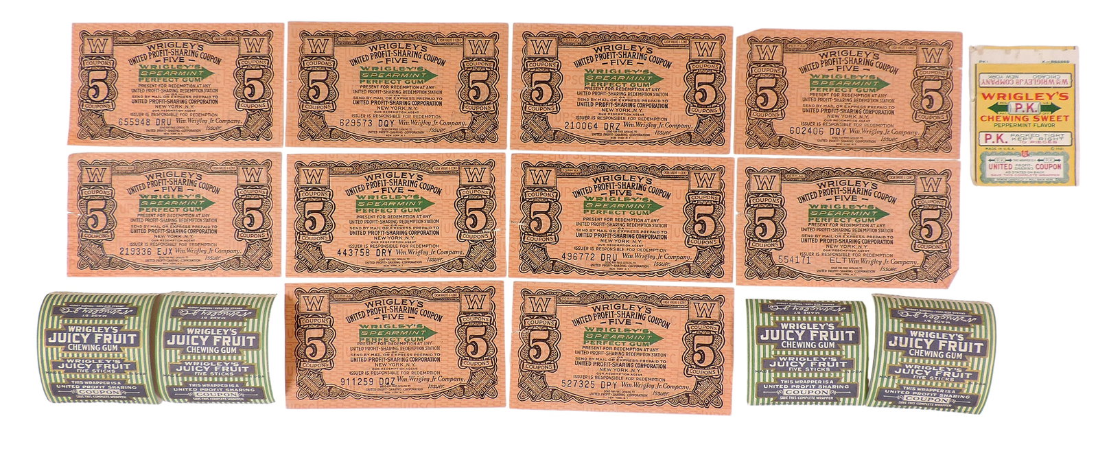 Wrigley's Gum United Profit Sharing Coupons (15), Wrigley's Spearmint Perfect Gum, $5 Coupons, ... (1 of 1)