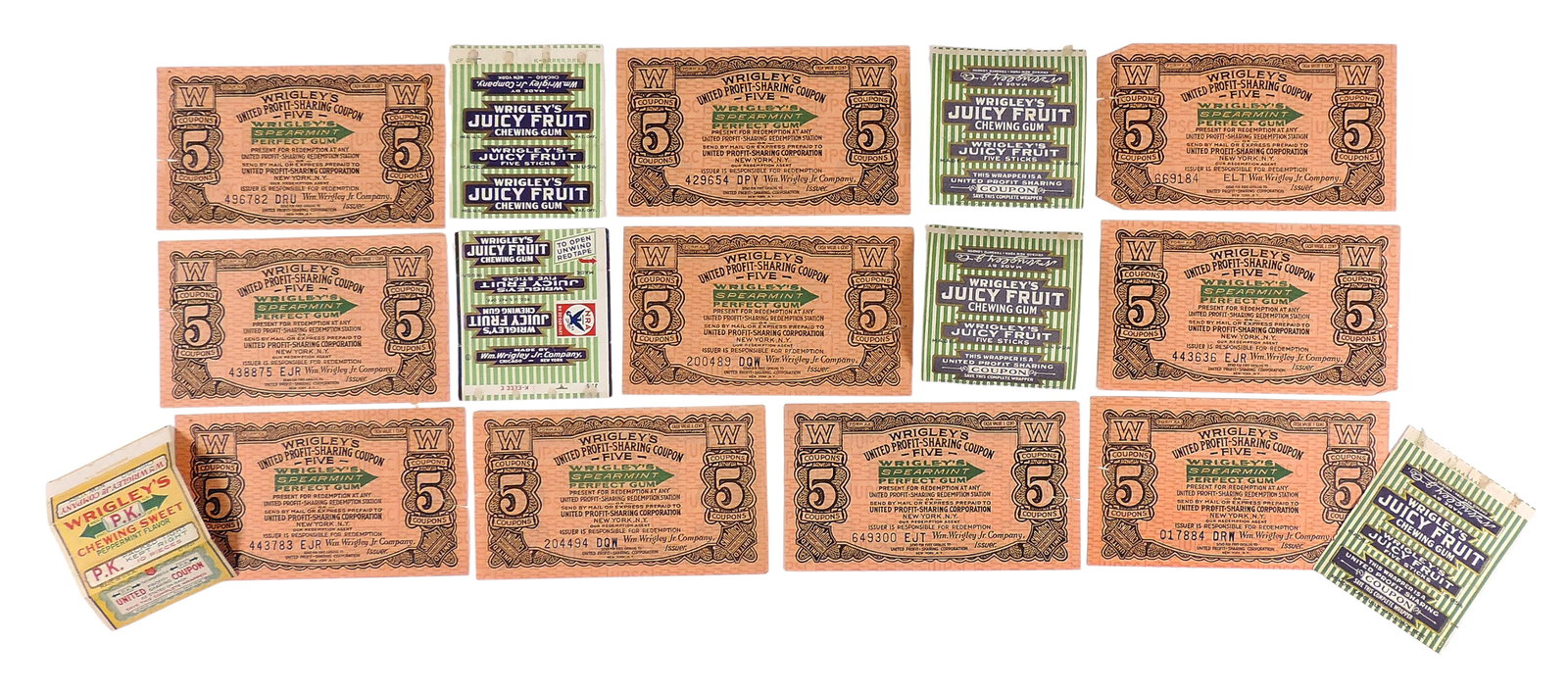 Wrigley's Gum United Profit Sharing Coupons (16), Wrigley's Spearmint Perfect Gum, $5 Coupons, ... (1 of 1)