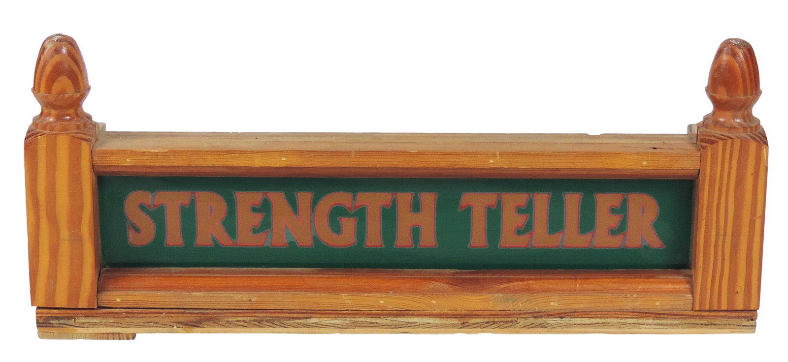 Coin-operated, Strength Teller, top header of a vendor machine, wood/reverse painted/glass, c. ea... (1 of 3)
