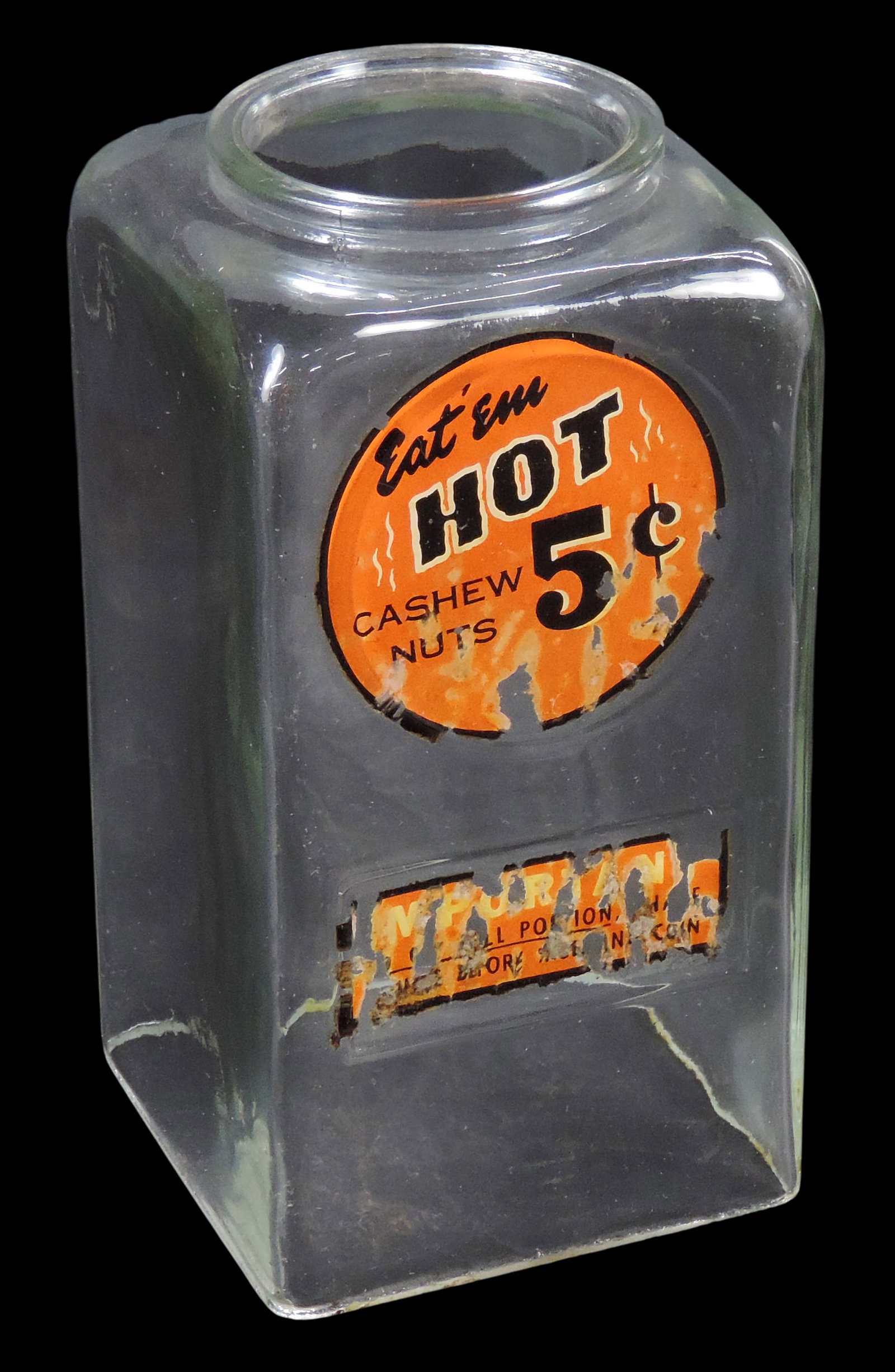 Coin-operated, Challenger Deluxe Hot Nut Vendor Glass Container, part of the original three-hoppe... (1 of 2)