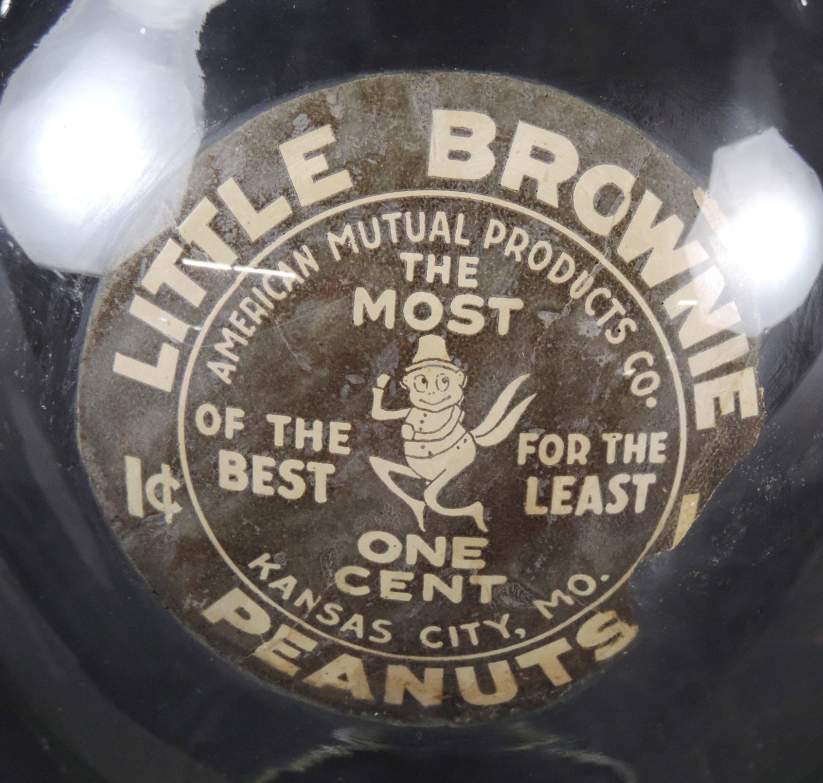 Coin-Operated Hance Little Brownie Peanut Vendor Glass Globe, American Mutual Products Co.-Kansas... - 2