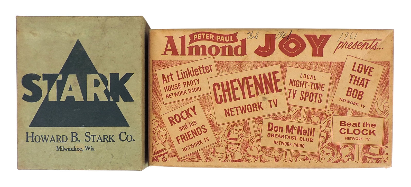 Candy Boxes (2), Stark Candy Cigarette Box, Howard B. Stark Co.- Milwaukee, Wis., 1¢ & Peter Pa - 2