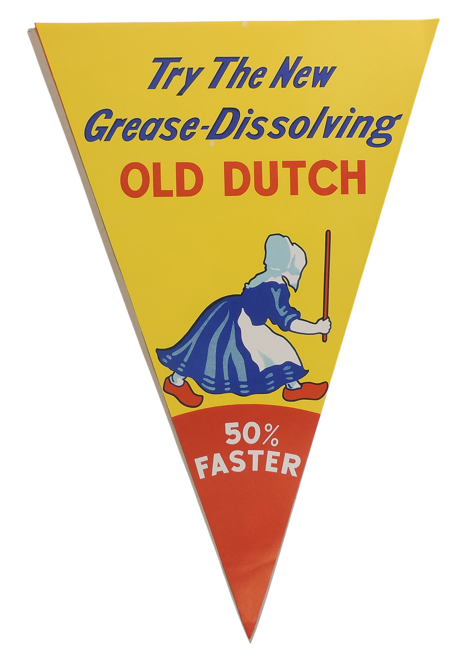 Old Dutch Cleanser Banner, features iconic Dutch Girl, paper stock, c. mid 1900s, o/all Exc cond, H (1 of 2)