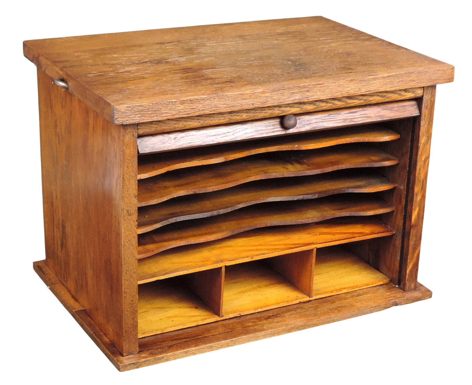Country Store Tabletop Cabinet/Desk Organizer, features functional tambour (roll-top) door, solid... - 2