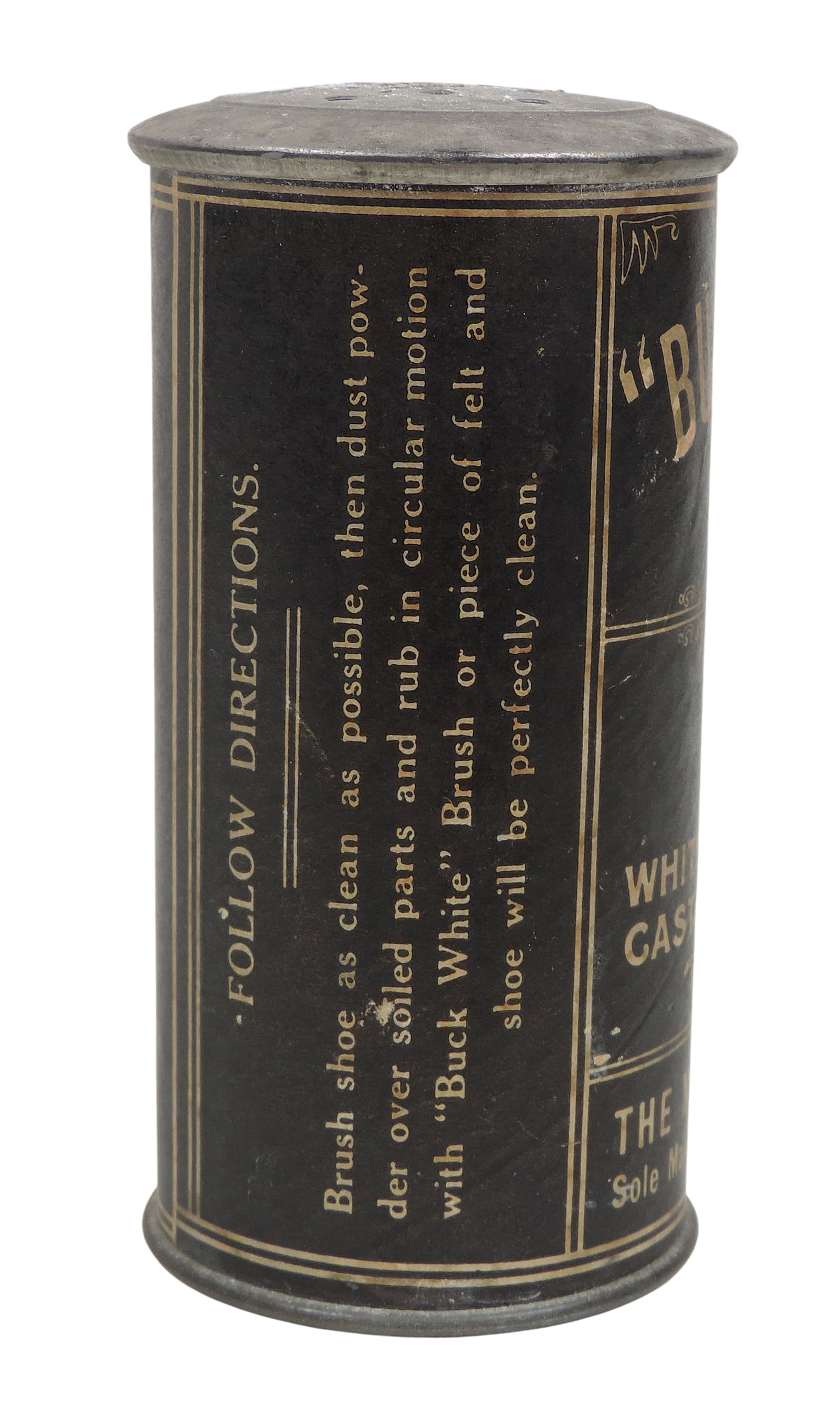 Buck-White Shoe Dressing tin w/Deer on paper label, from The Martell Co.-Chicago, a Rare 1930's tin - 3