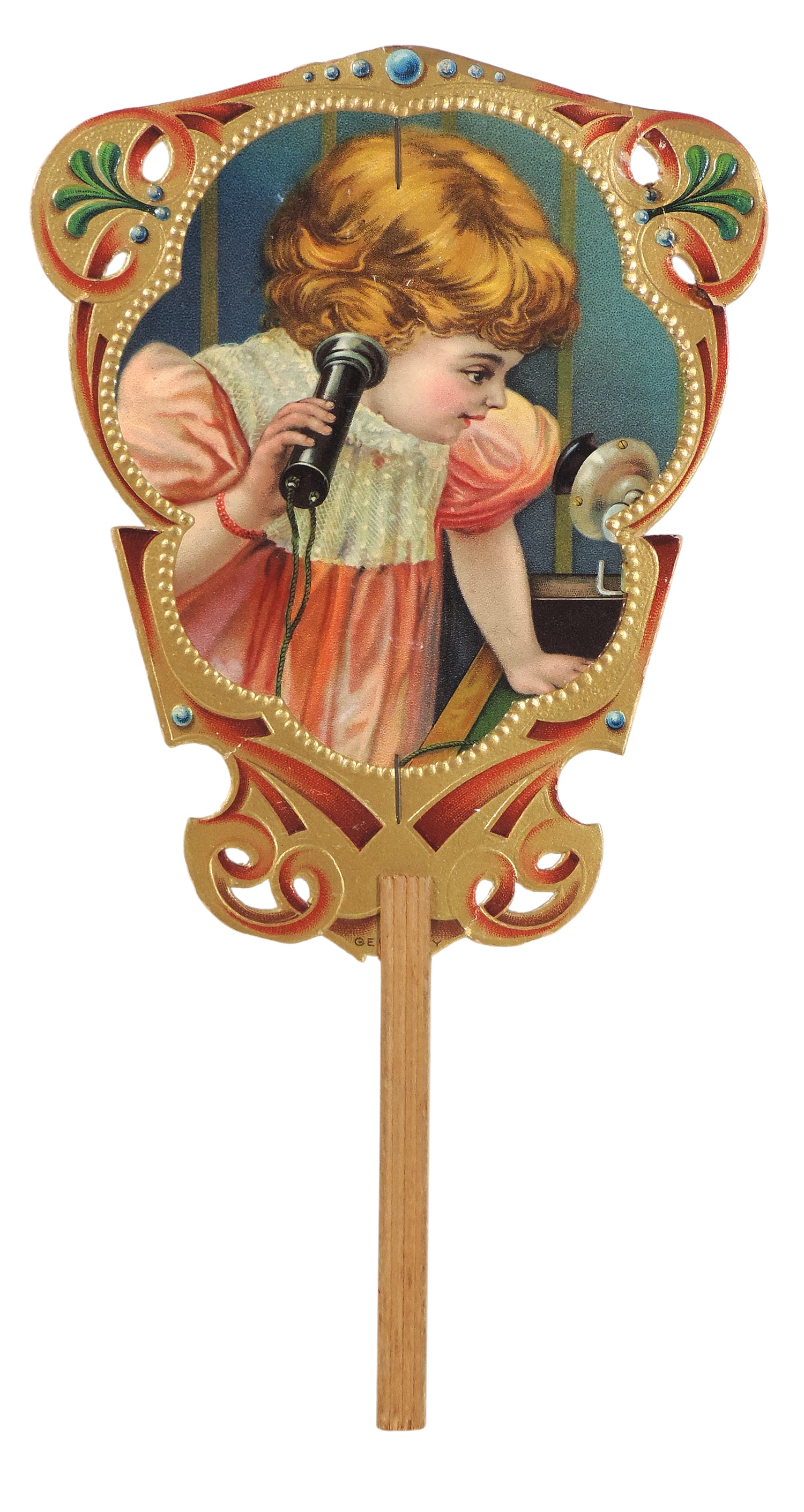 Hand Fan, Advertising M.L. Bachman, Dealer in Farming Implements, Lebanon, PA-USA & Zinnâ€ (1 of 2)