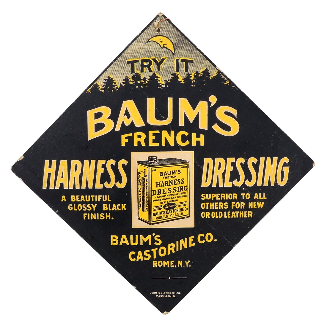 Baum's Leather Dressing Soap Sign, double-sided diecut cardstock, Baumâ€™s Castorin - 2
