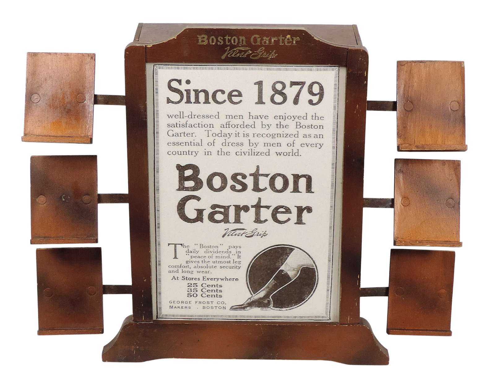Boston Garter Velvet Grip Countertop Display, George Frost Co. Makers, Boston, wood/metal, printe... (1 of 1)