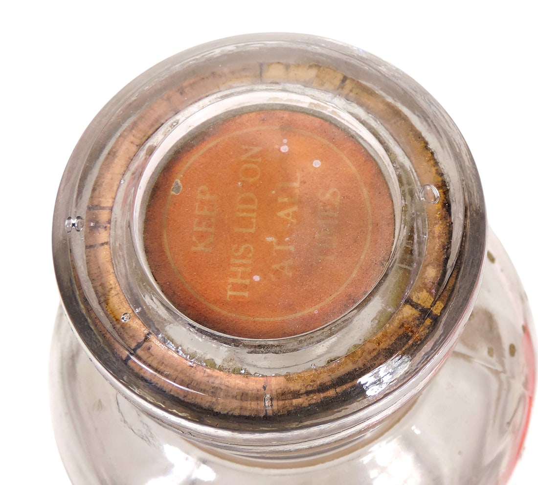 Reed's Hoarhound Patties Glass Container, orig paper label reads Guaranteed by Eugene, O. Reed ... - 3