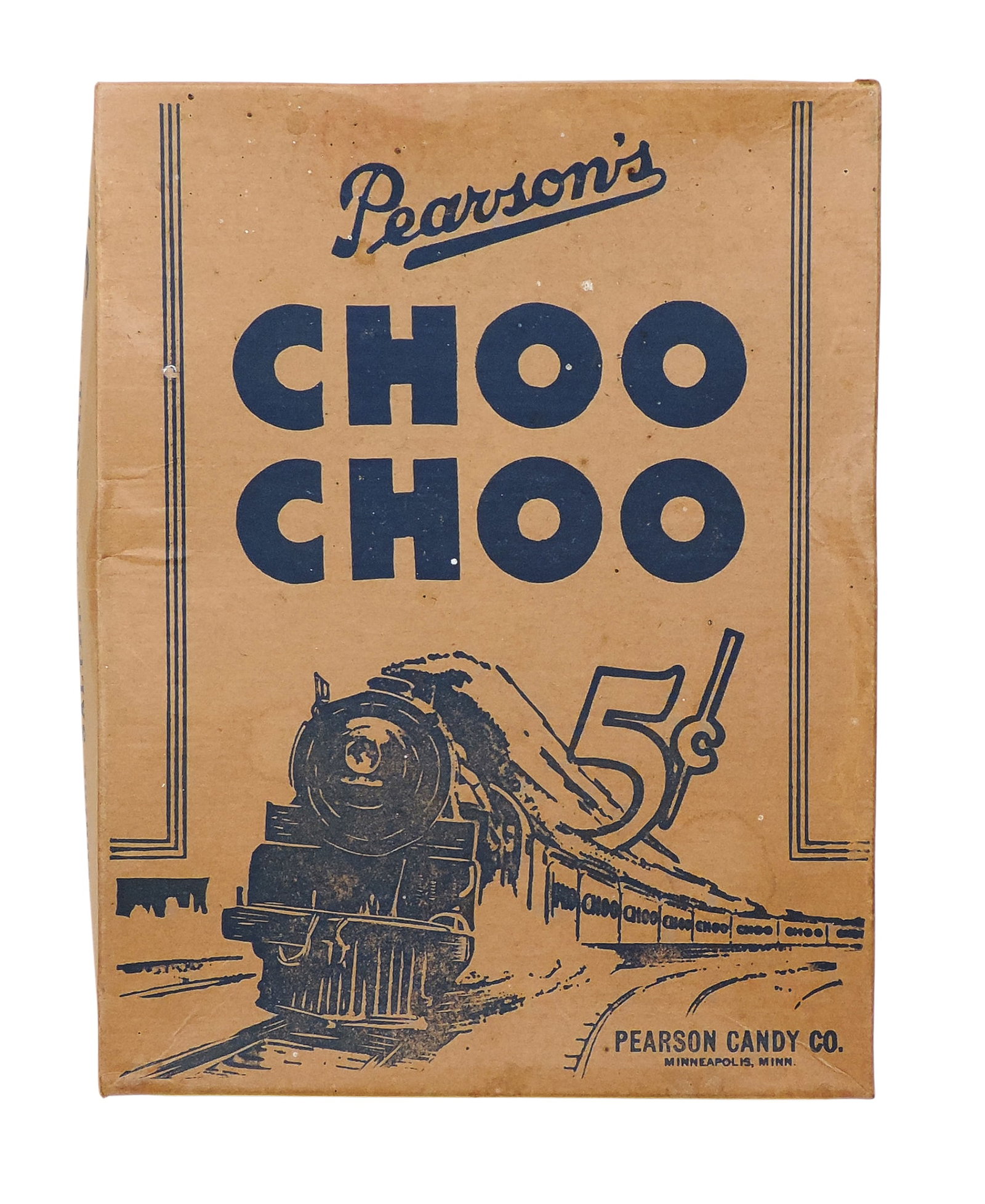 Pearson's Choo Choo Candy Box, Pearson Candy Co.-Minneapolis, Minn, 24-5¢ Bars, The Genuine Sa. (1 of 3)