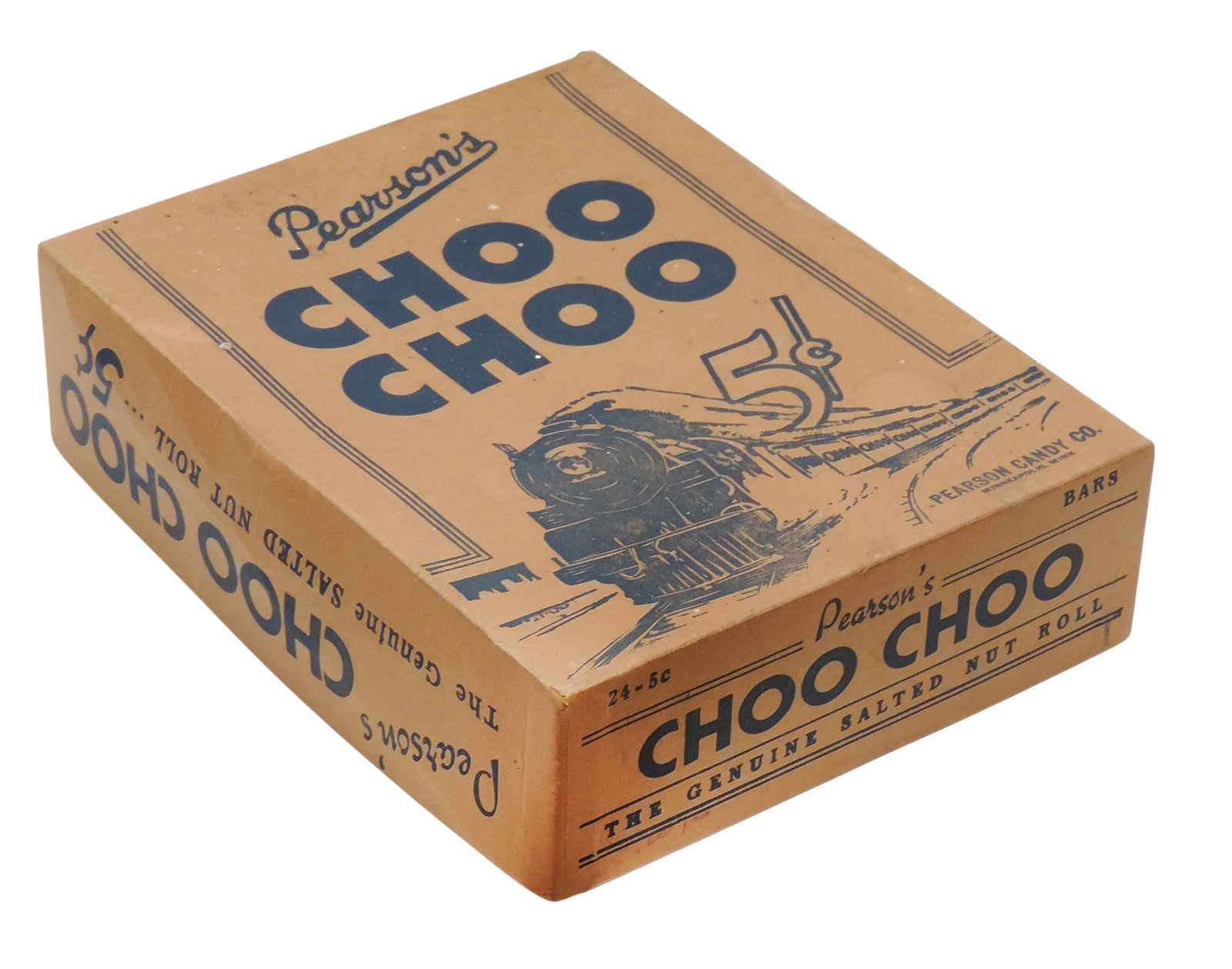 Pearson's Choo Choo Candy Box, Pearson Candy Co.-Minneapolis, Minn, 24-5¢ Bars, The Genuine Sa. - 2