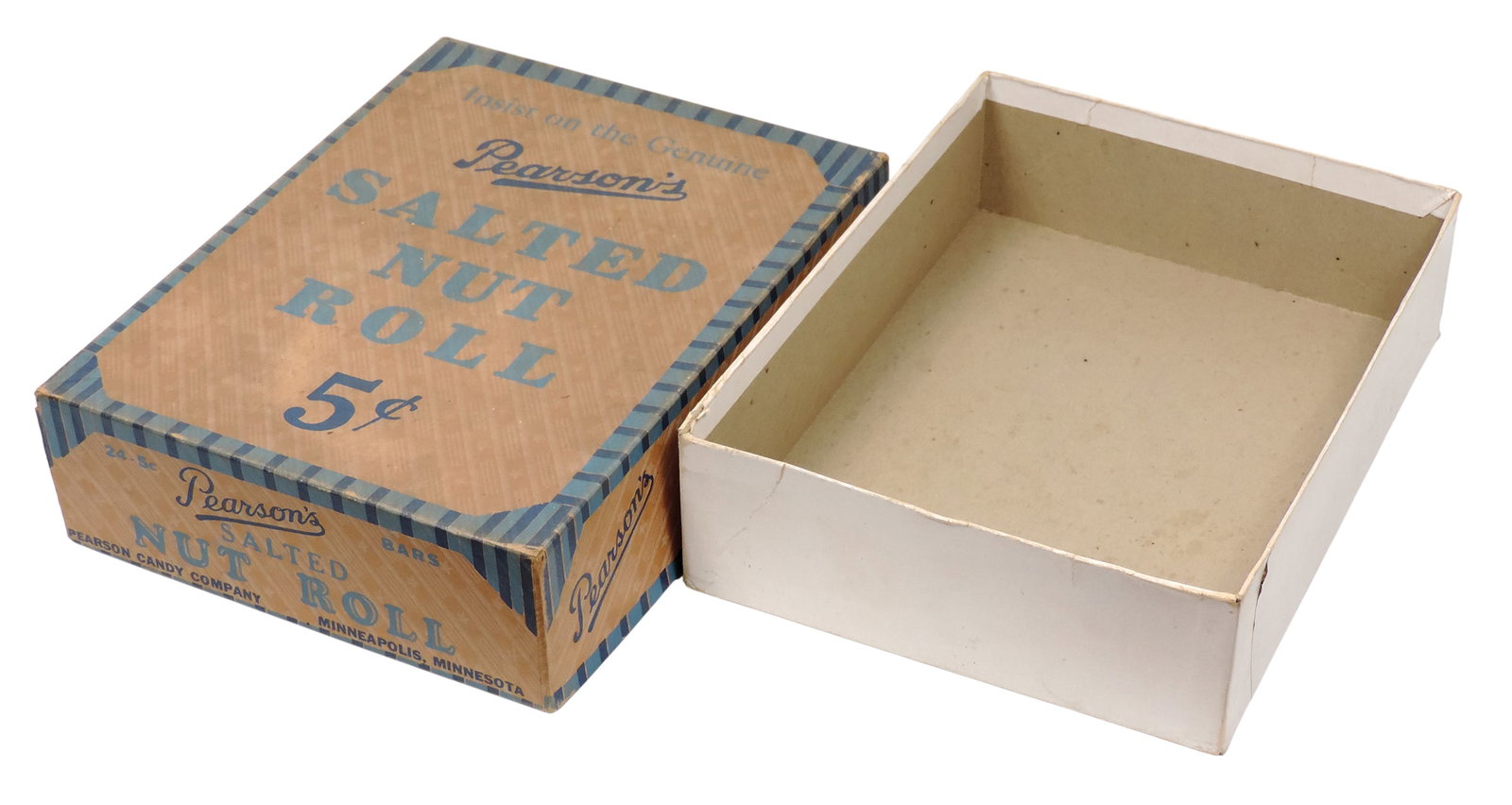 Pearson's Salted Nut Roll Box, Pearson Candy Co., Minneapolis, Minnesota, 24-5¢ Bars, no produ. - 3