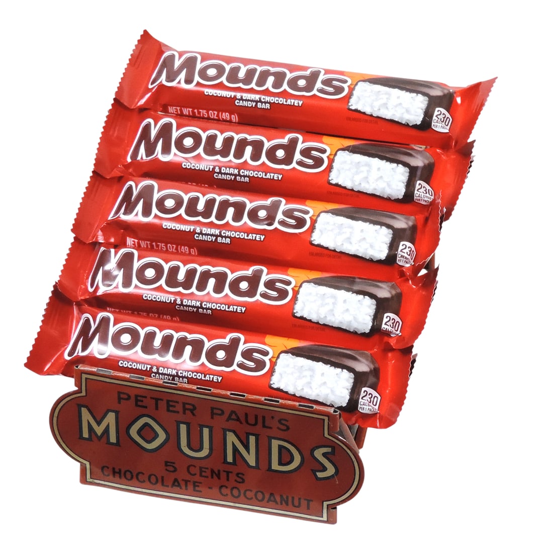Peter Paul's Mounds 5¢ Candy Bar Countertop Display, litho on tin, Peter Paul Inc., Naugatuck,. - 2