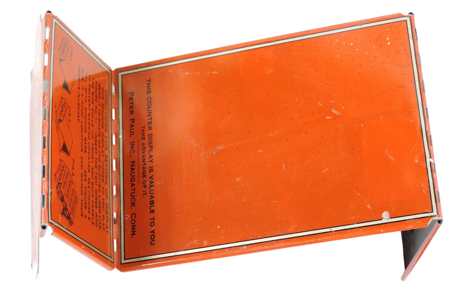 Peter Paul's Mounds 5¢ Candy Bar Countertop Display, litho on tin, Peter Paul Inc., Naugatuck,. - 5