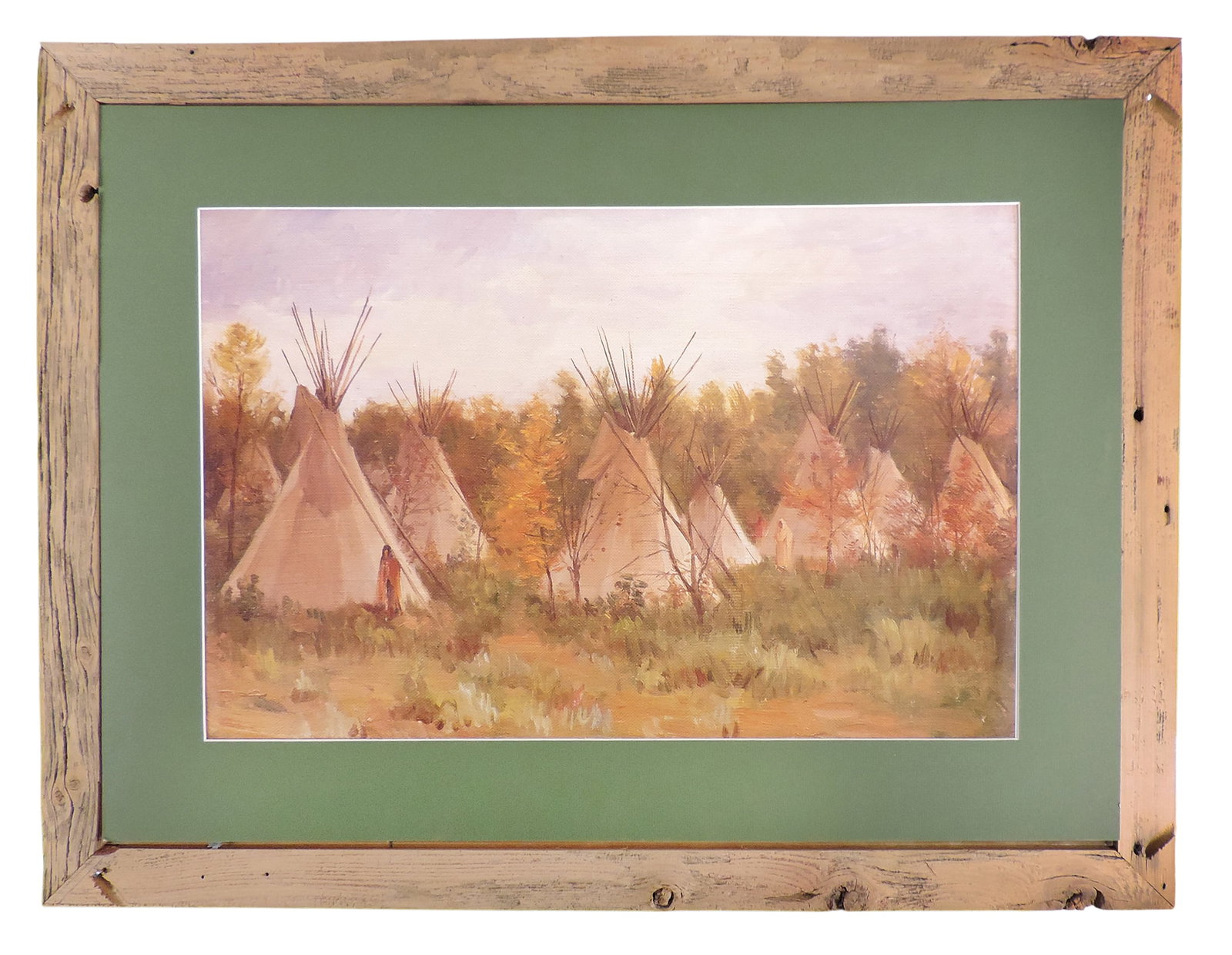 Joseph Henry Sharp (1859-1953), "The Summer Camp", litho on canvas, a contemporary version of the...: Joseph Henry Sharp (1859-1953), "The Summer Camp", litho on canvas, a contemporary version of the 1906 original, 15.875 x 24.125 inches (print only), Buffalo Bill Historical Center, Cody, Wyoming,