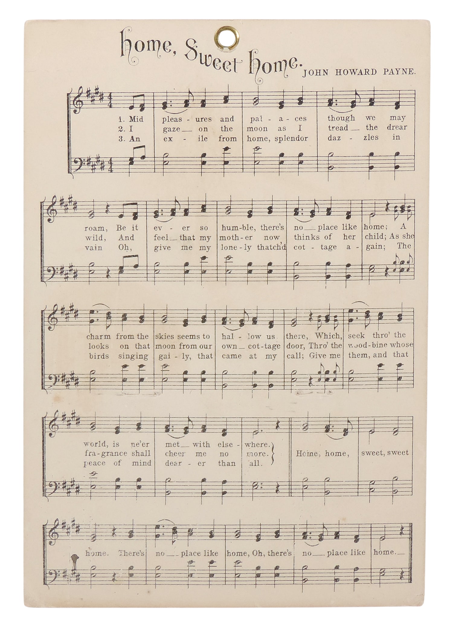 1893 Insurance Calendar, Home Insurance Co. of New York, Home of John Howard Payne, Author of â - 2