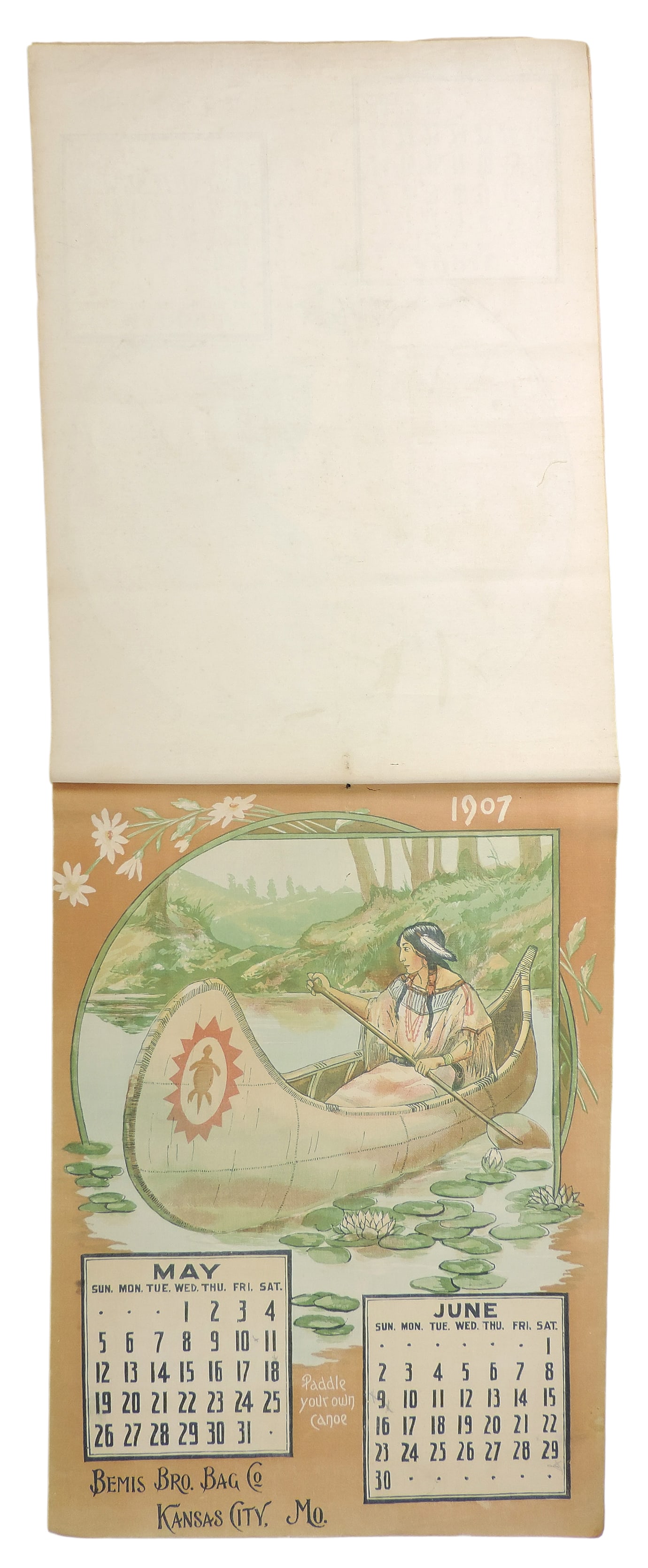Bemis Bros. Bag Co. 1907 Fabric Calendar, founded in 1858 in Kansas City, Mo., bi-monthly w/6 col... - 2