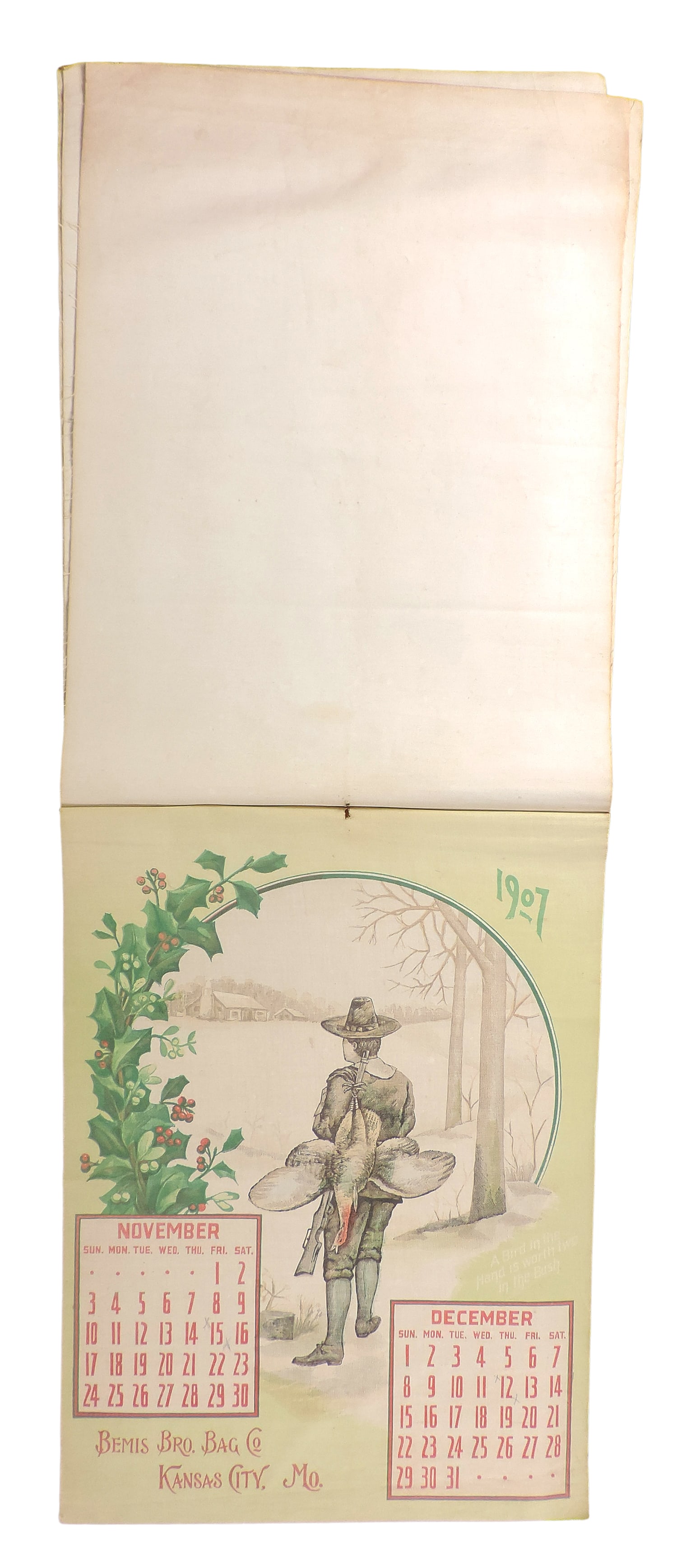 Bemis Bros. Bag Co. 1907 Fabric Calendar, founded in 1858 in Kansas City, Mo., bi-monthly w/6 col... - 5