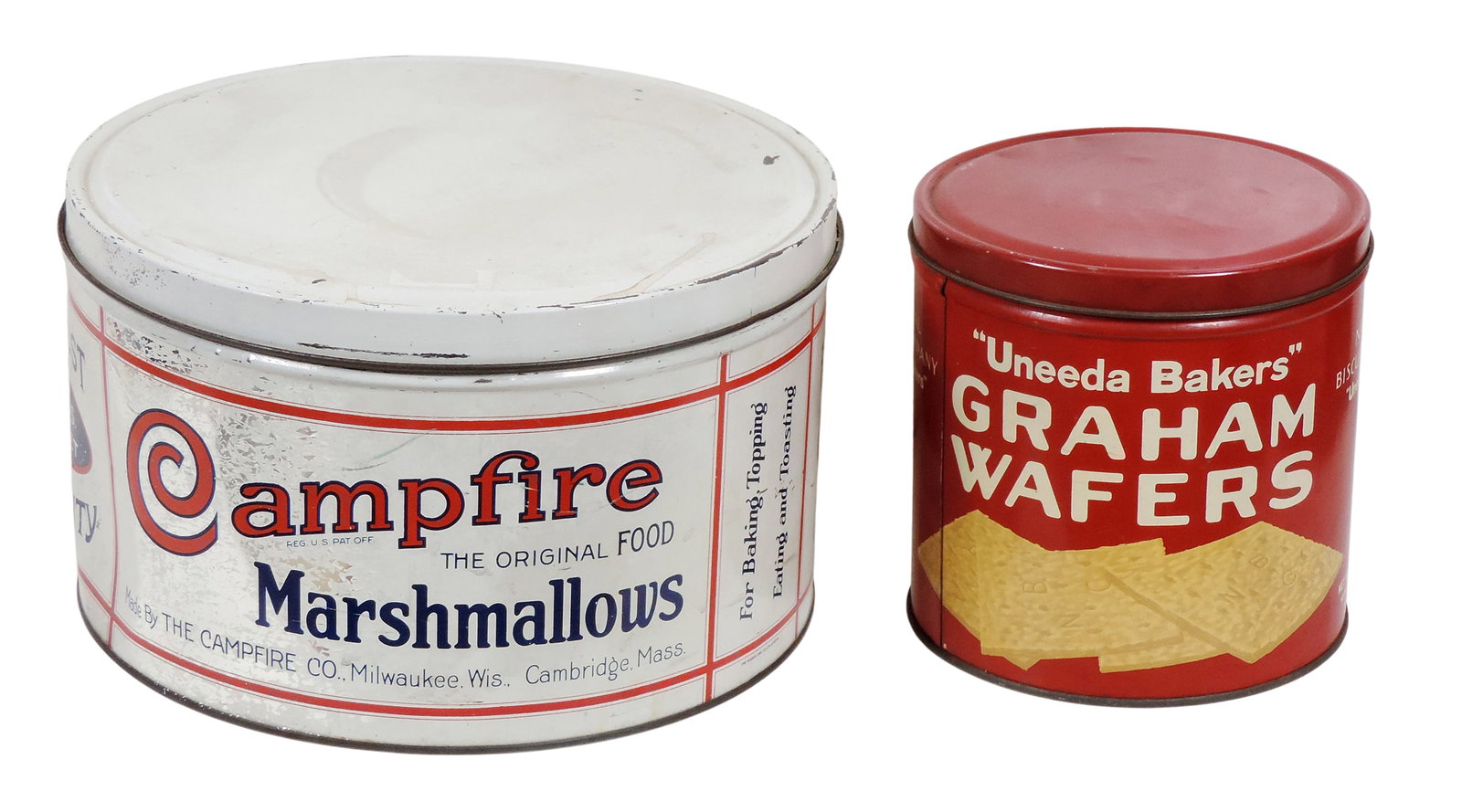 Advertising Food Canisters (2), advertising Uneeda Bakers Graham Wafers, National Biscuit Co., Ne... - 2