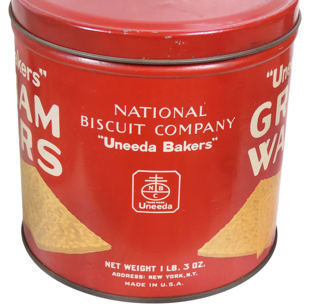 Advertising Food Canisters (2), advertising Uneeda Bakers Graham Wafers, National Biscuit Co., Ne... - 3