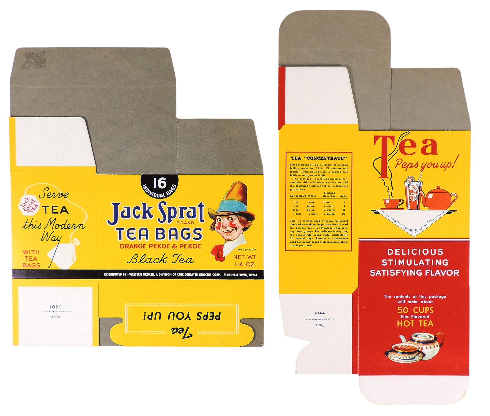 Jack Sprat Tea Boxes (2), Jack Sprat Tea, Fine Green Tea, Net Weight 4 oz., Consolidated Foods Co... - 2