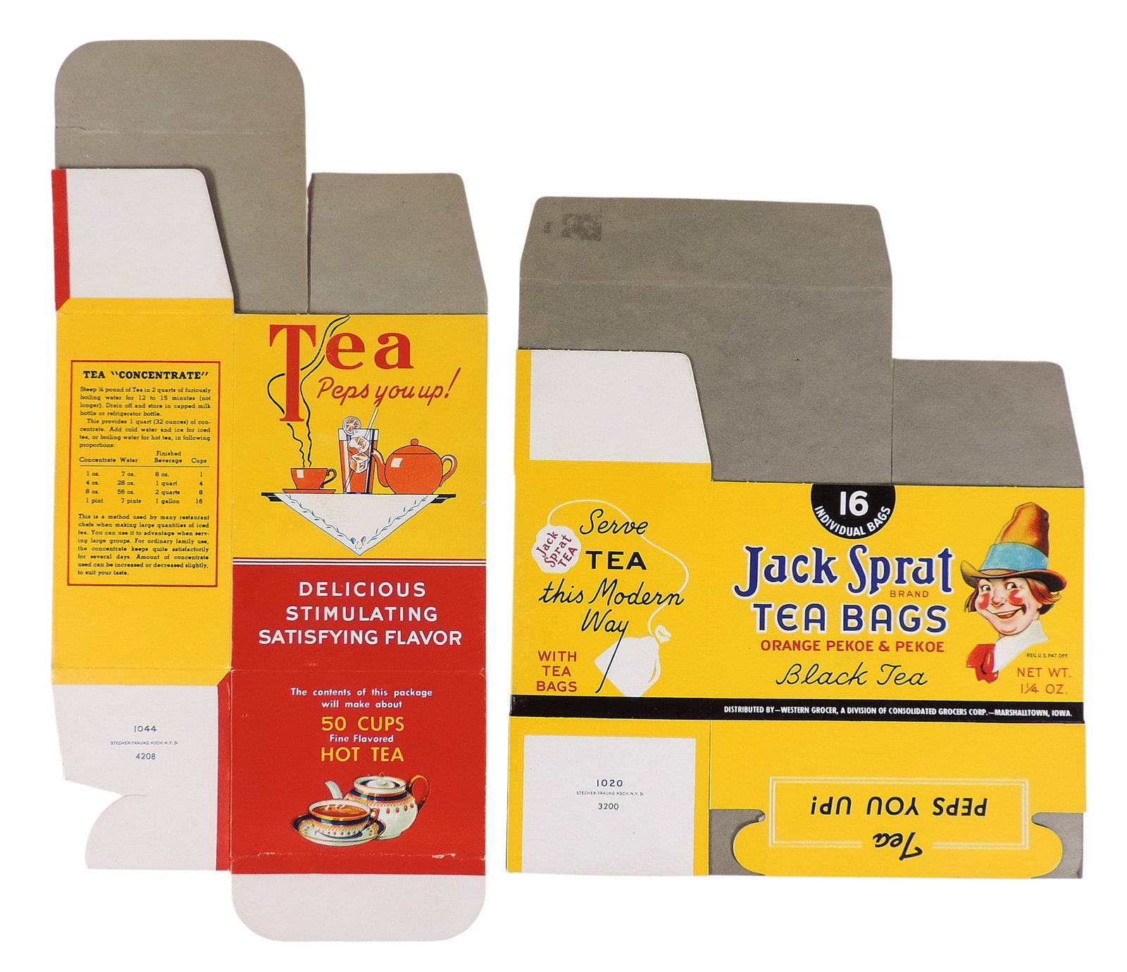 Jack Sprat Tea Boxes (2), Jack Sprat Tea, Fine Green Tea, Net Weight 4 oz., Consolidated Foods Co... - 2