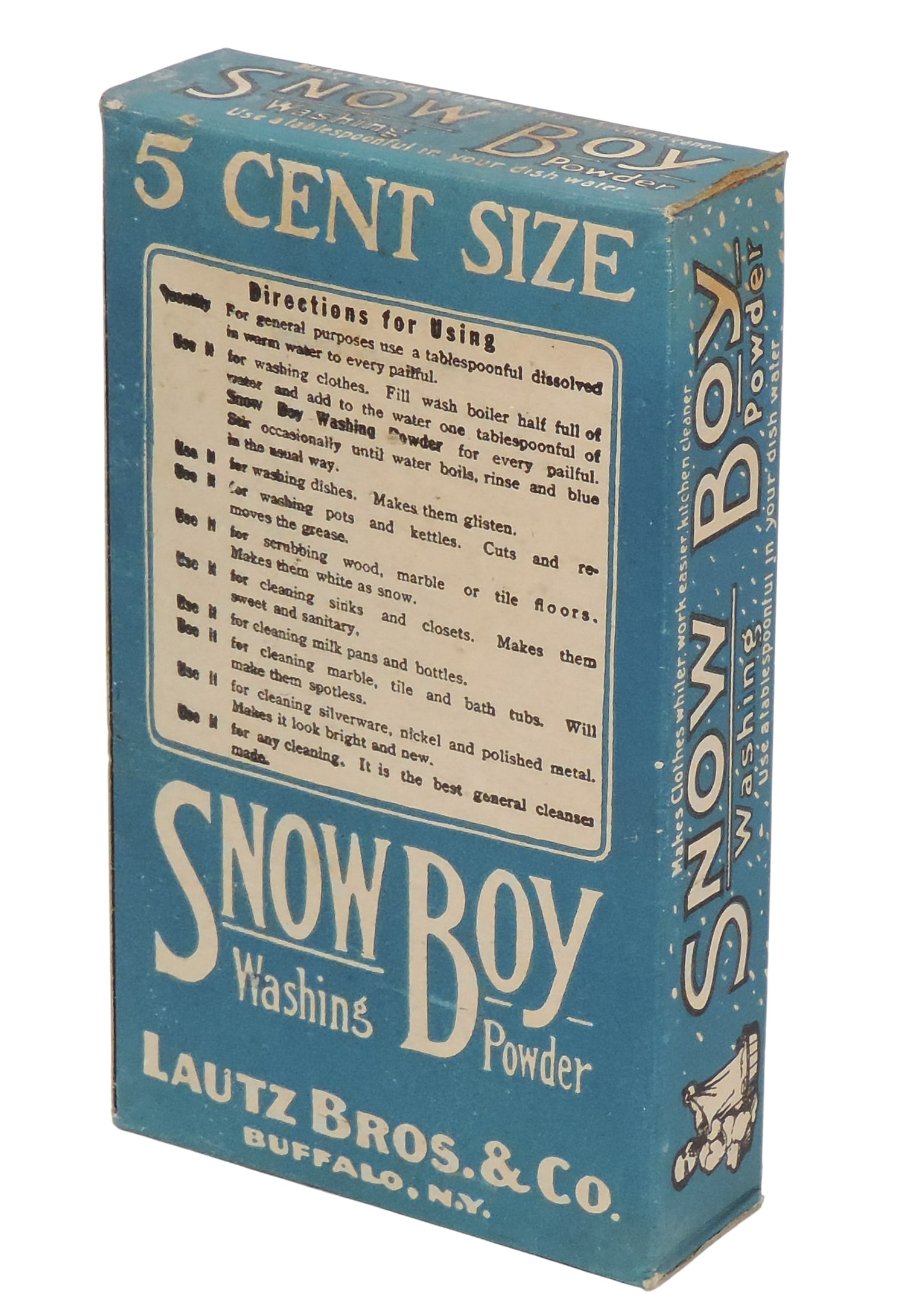Snow Boy Washing Powder, Lautz Bros. & Co., Buffalo, N.Y., Net Weight 10 oz, heavy cardstock pack... - 2