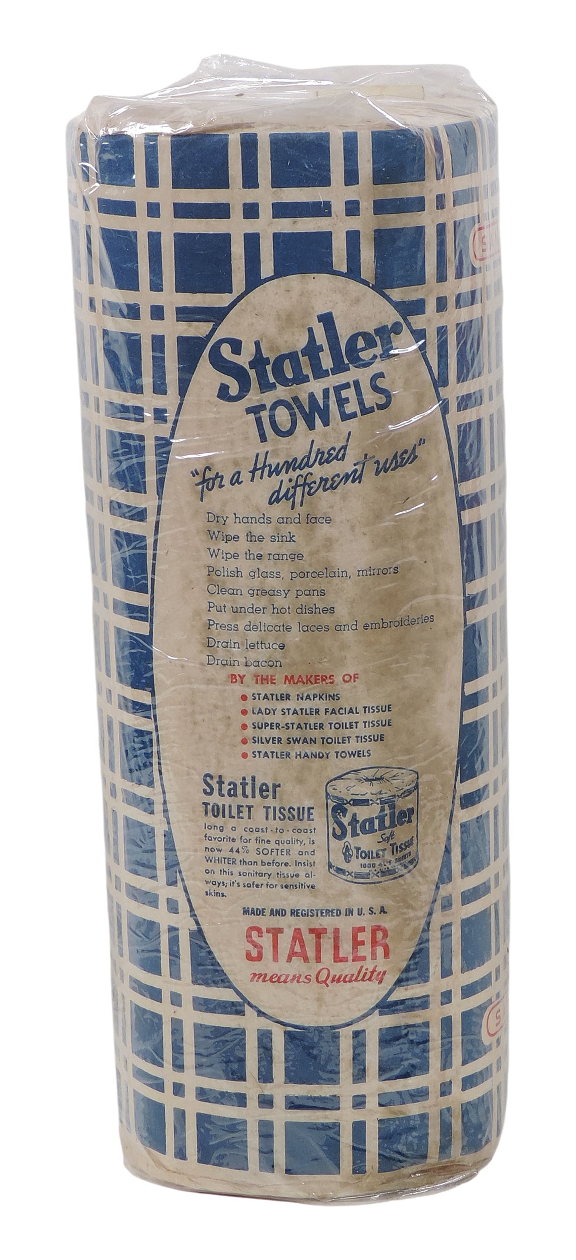 Statler Handy Towels, Statler Tissue Co., Somerville, Mass, marketed as a way to eliminate soiled... - 2