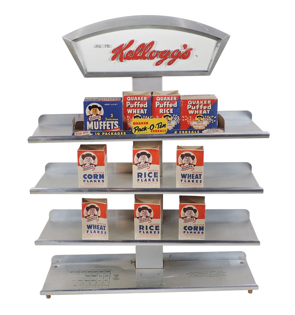 Kellogg's Cereal Diner Countertop Display Rack, cast aluminum framework w/prominent embossed Ke... (1 of 2)