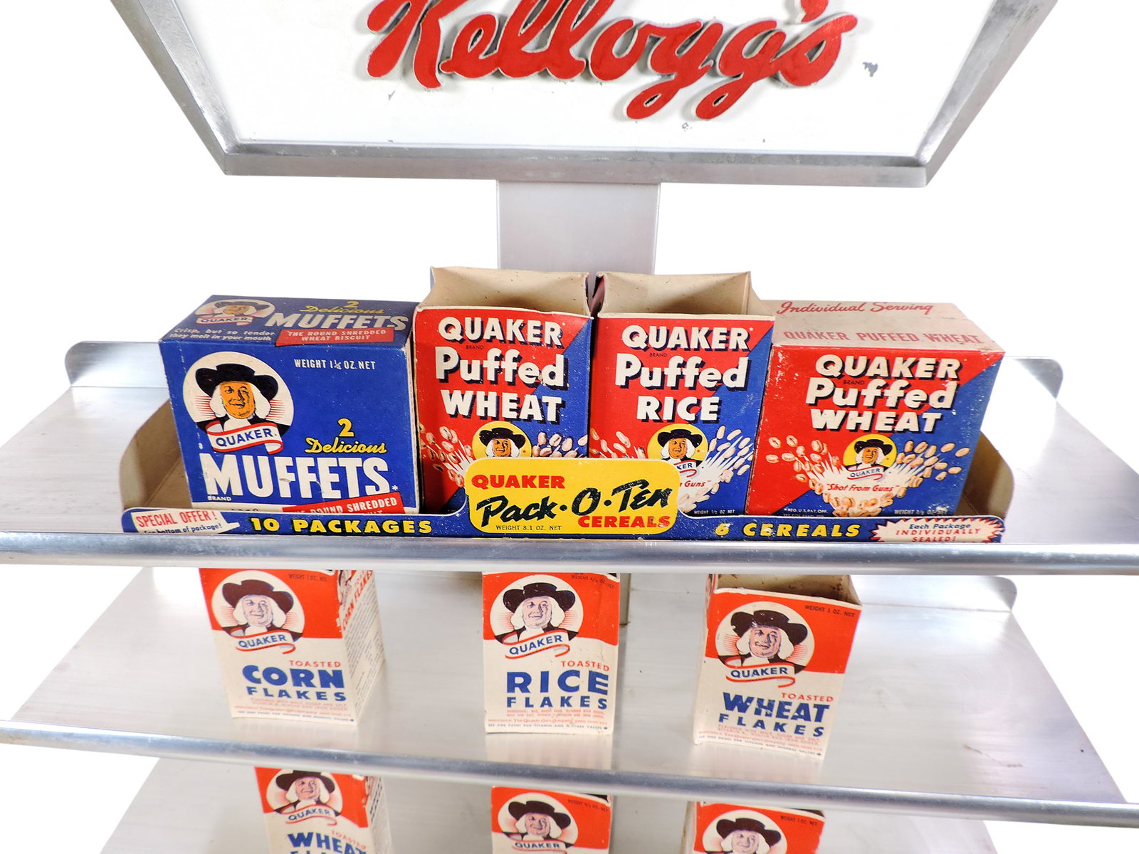 Kellogg's Cereal Diner Countertop Display Rack, cast aluminum framework w/prominent embossed Ke... - 2