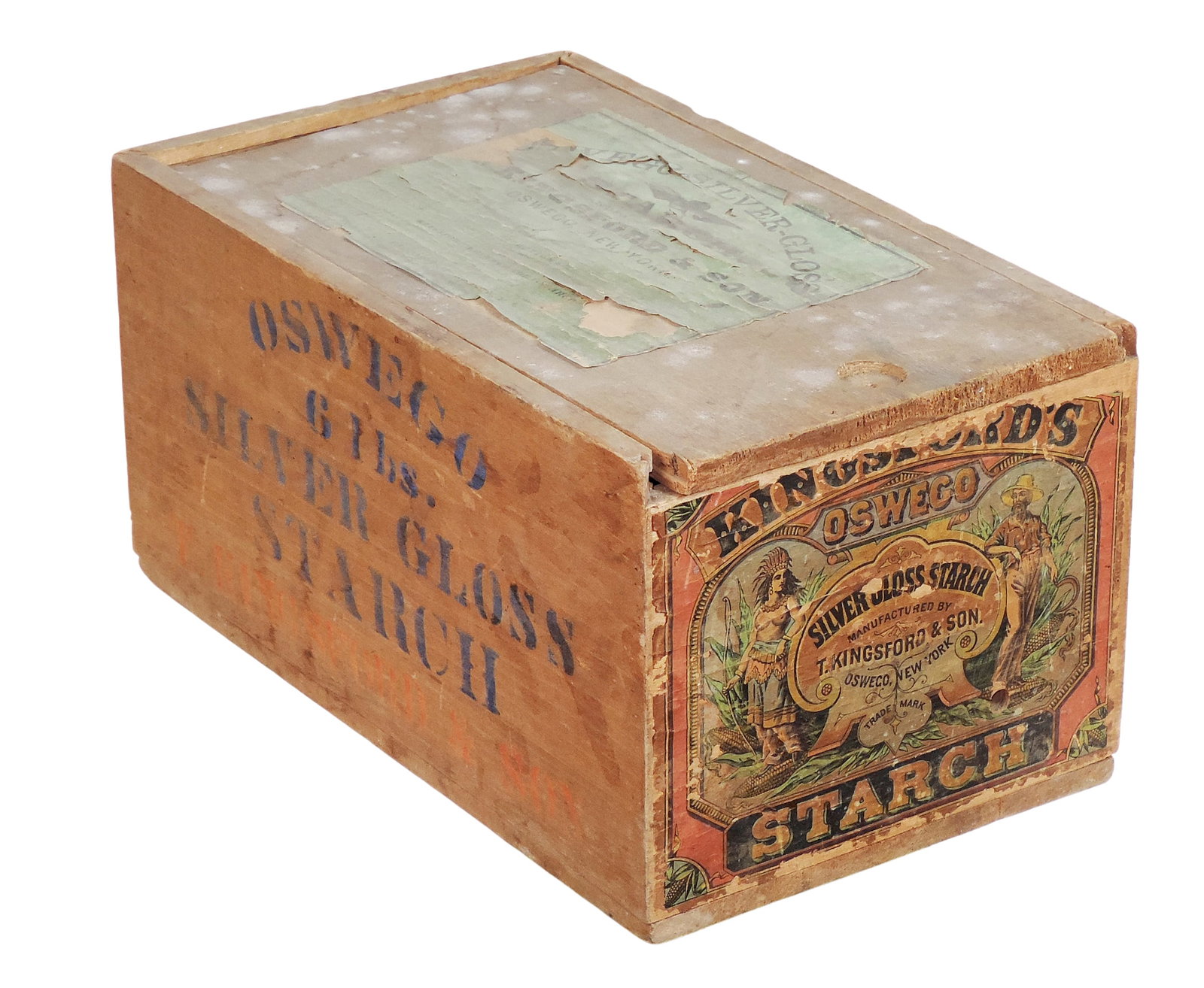 Kingsfordâ€™s Silver Gloss Starch Crate, T. Kingsford & Son, Oswego, New York Trade (1 of 3)