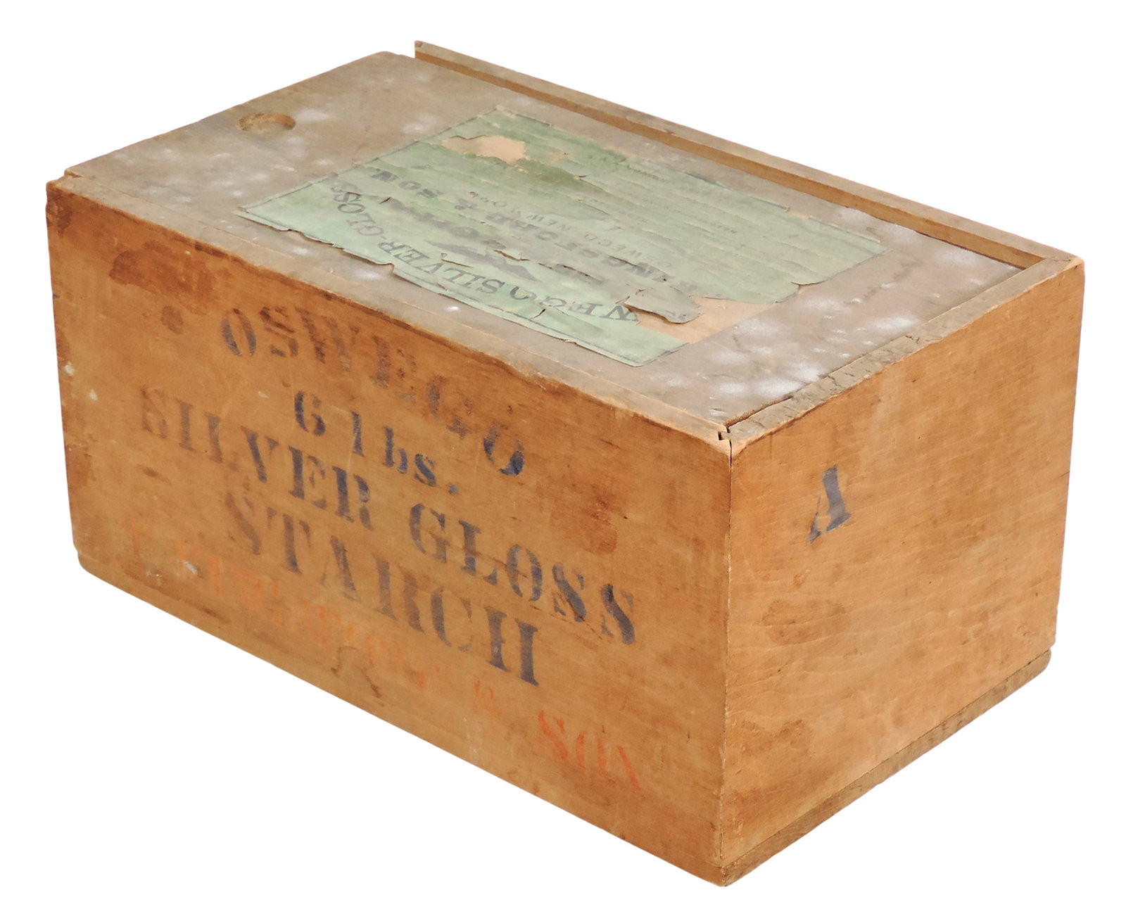 Kingsford' Silver Gloss Starch Crate, T. Kingsford & Son, Oswego, New York Trade Mark, orig pa... - 2