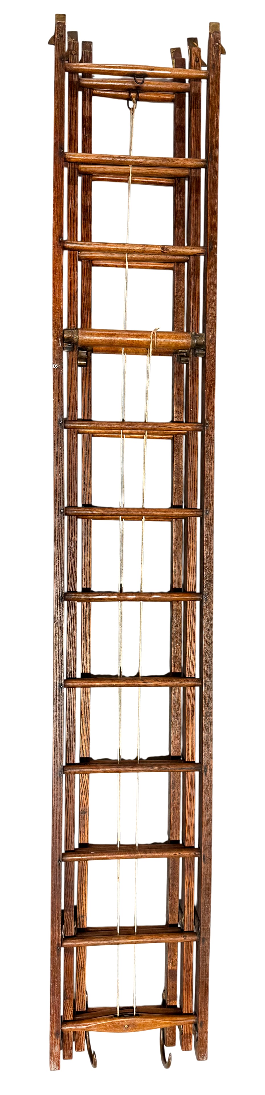 Salesman Sample Extension Ladder, RARE & possibly a Fireman's ladder, oak w/metal 3-section ladder, - 2