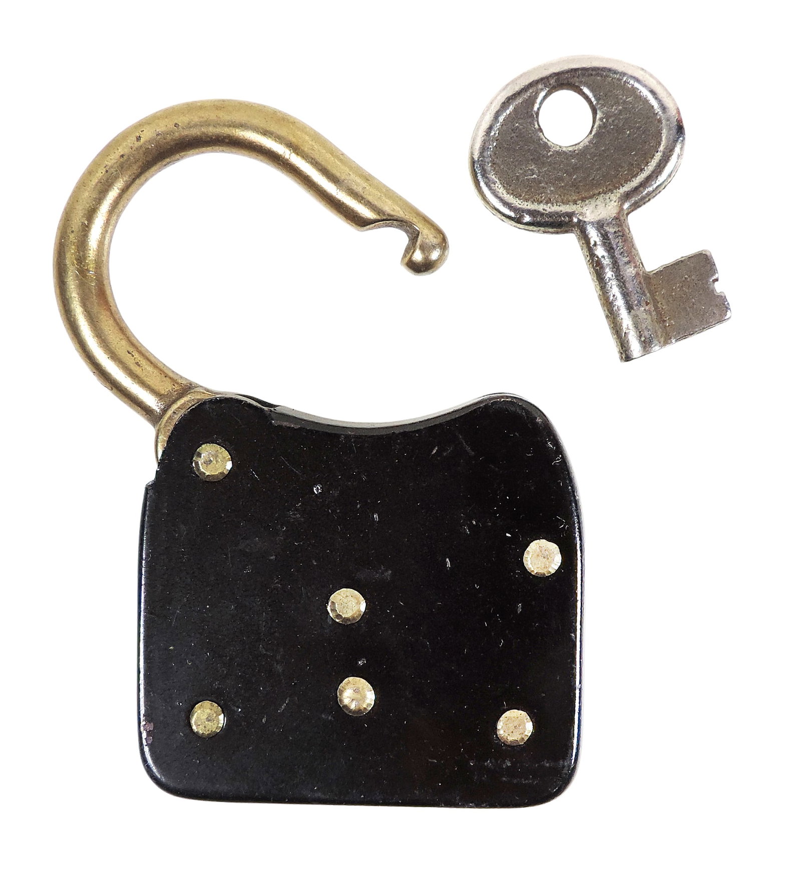 Rare Fraim Padlock w/orig key, New Old Stock w/orig black paint, early 1900's from an 1800's Nebr... - 2