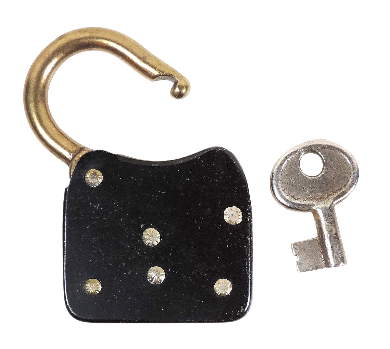 Rare Fraim Padlock w/orig key, New Old Stock w/orig black paint, early 1900's from an 1800's Nebr... - 2