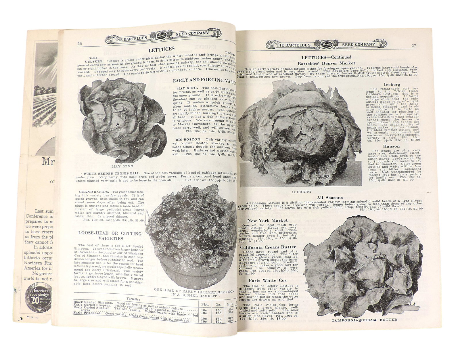 Barteldes Seed Catalogues (2), 1867-1919 Barteldes Seeds, 128 pgs. & 1906 F. Barteldes & Co., Price - 2