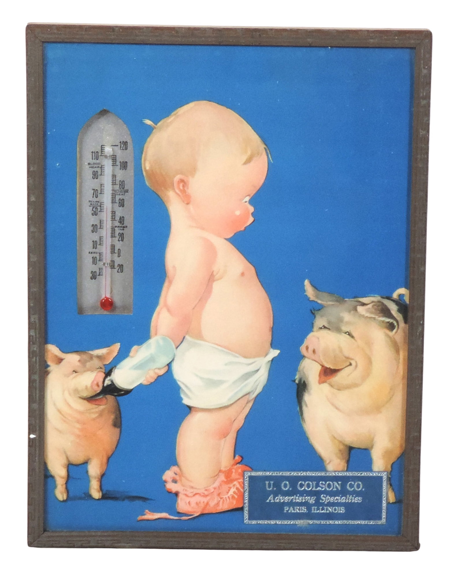 Advertising Thermometer for U.O. Colson Co. Advertising Specialties, Paris, Illinois, metal/glass... (1 of 2)
