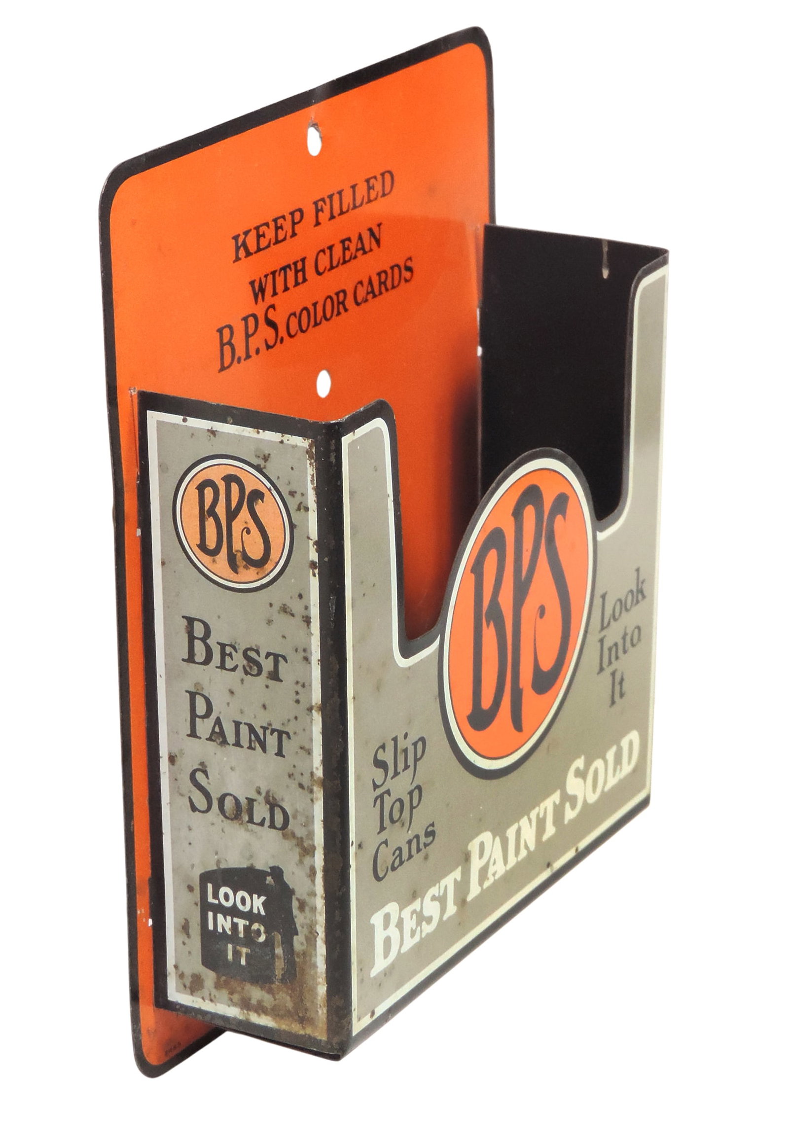 BPS "Best Paint Sold" Advertising Pamphlet Rack/Color Card Holder, litho on tin, wall mount, ... - 2