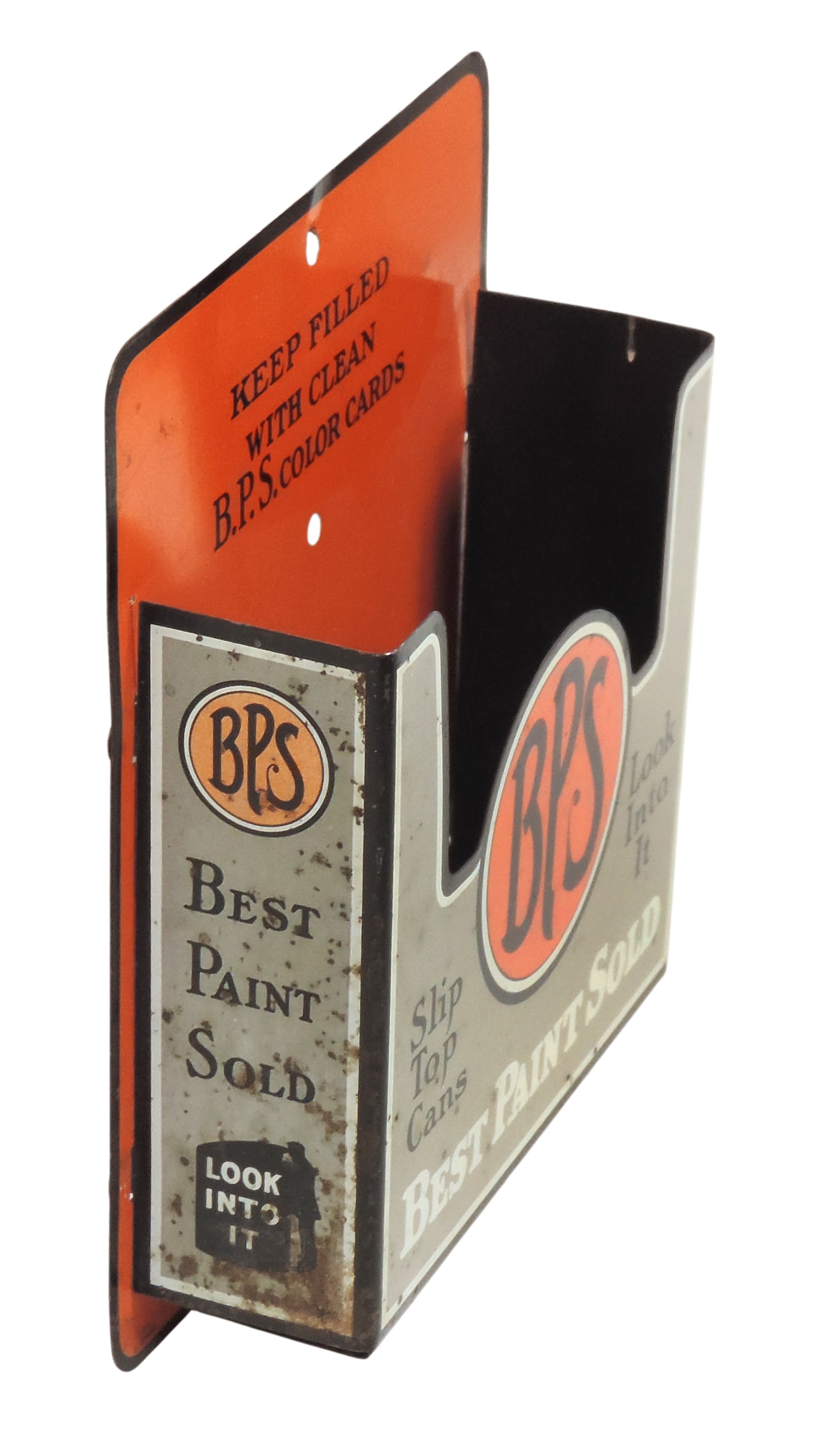 BPS "Best Paint Sold" Advertising Pamphlet Rack/Color Card Holder, litho on tin, wall mount, ... - 3