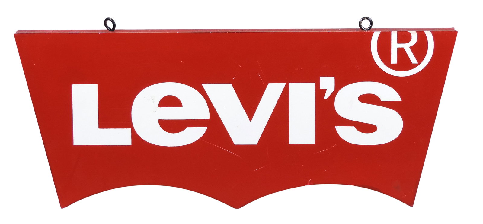 Levi's Retail Sign, double sided w/hanging hooks, flat printed surface, appears to be made of a... - 2
