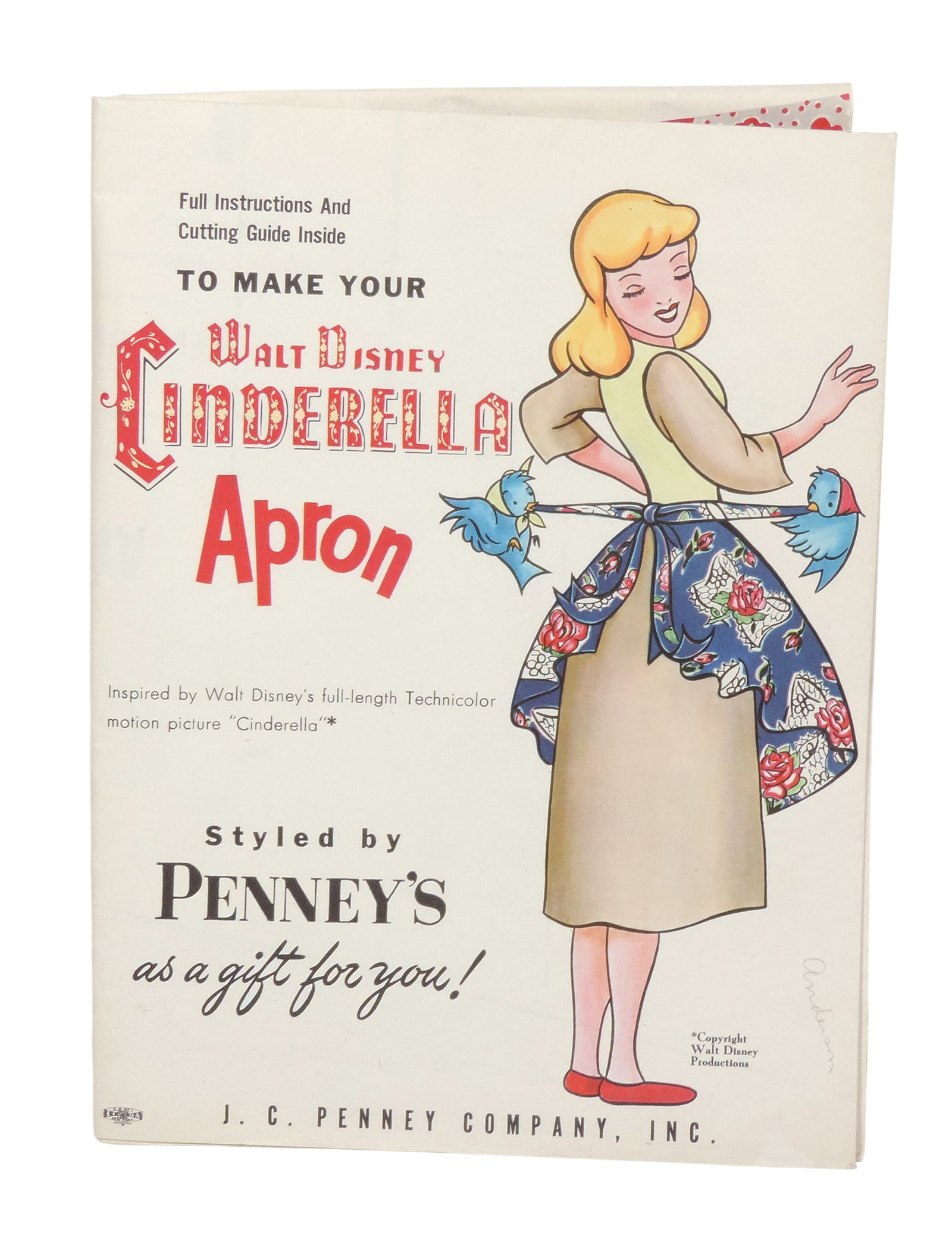 Walt Disney Cinderella Apron Pattern Sheet, styled by Penney's, J.C. Penney Co., Inc., copyrigh... (1 of 6)