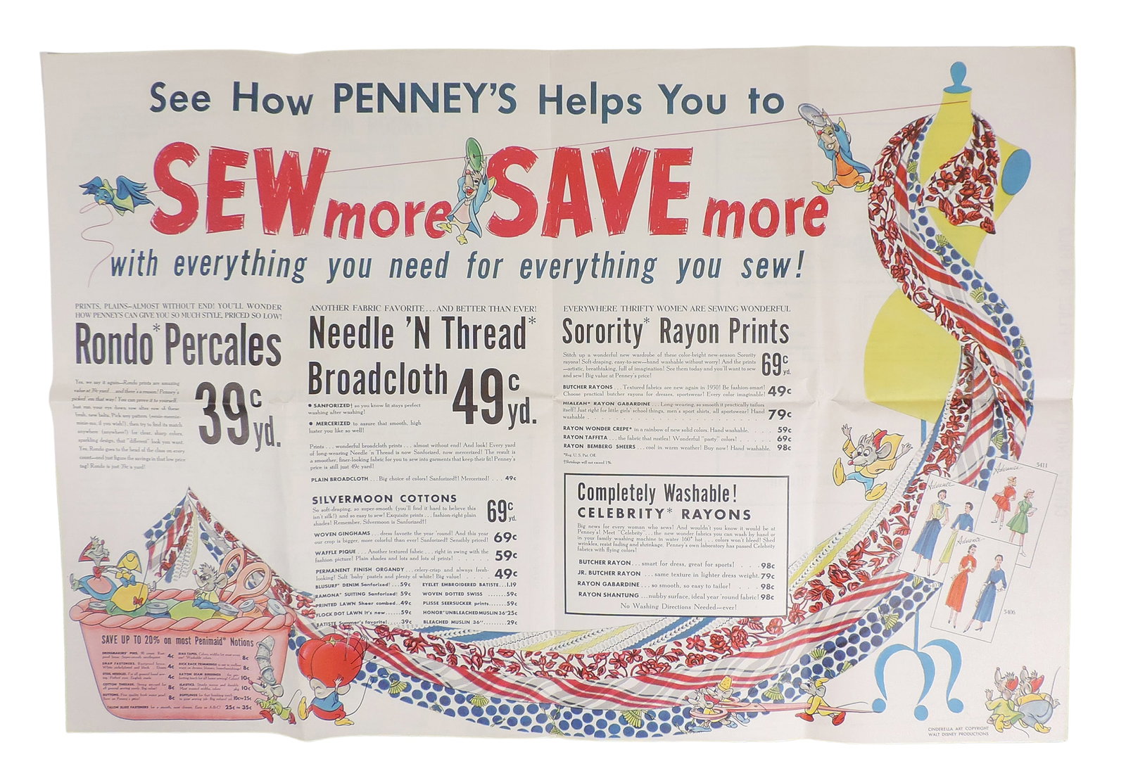 Walt Disney Cinderella Apron Pattern Sheet, styled by Penney's, J.C. Penney Co., Inc., copyrigh... - 5
