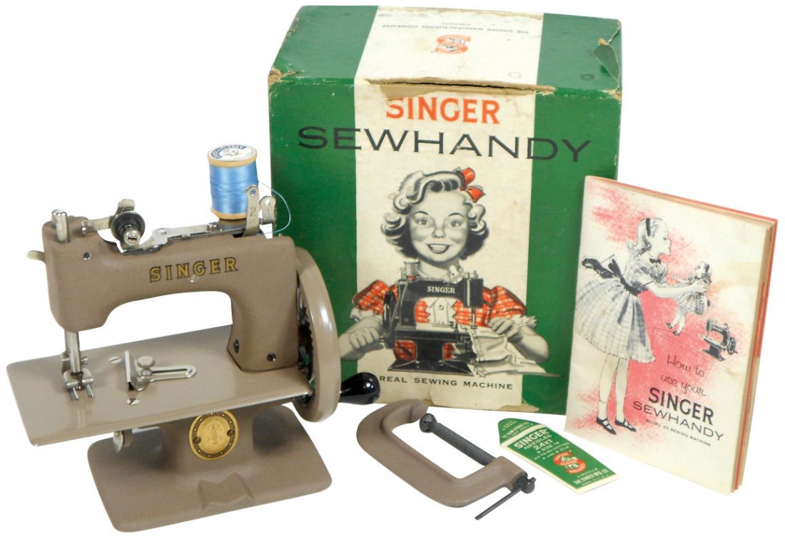 Toy, sewing machine, Singer Sewhandy Model 20, complete